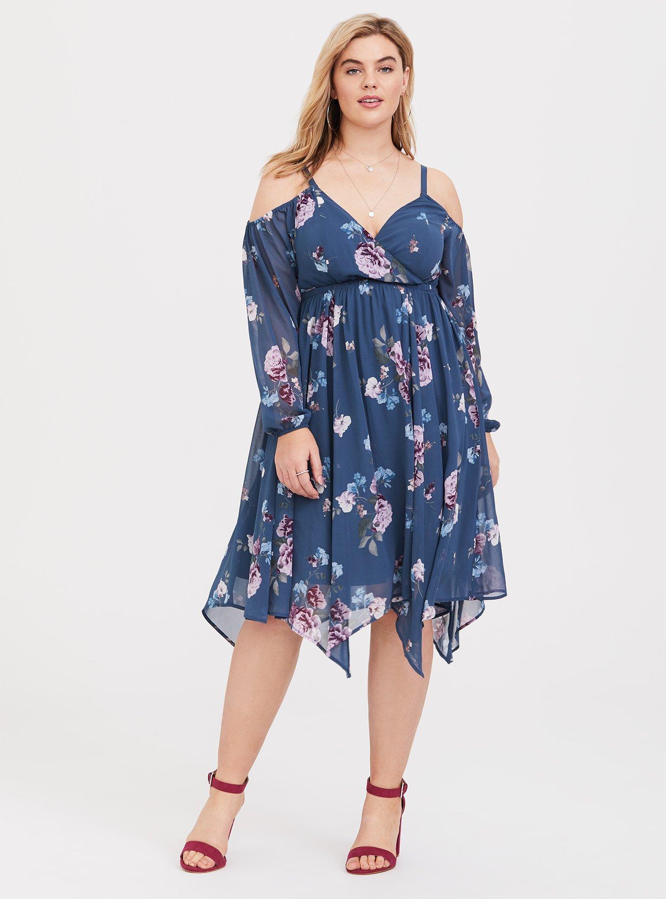 Torrid blue chiffon outlet dress