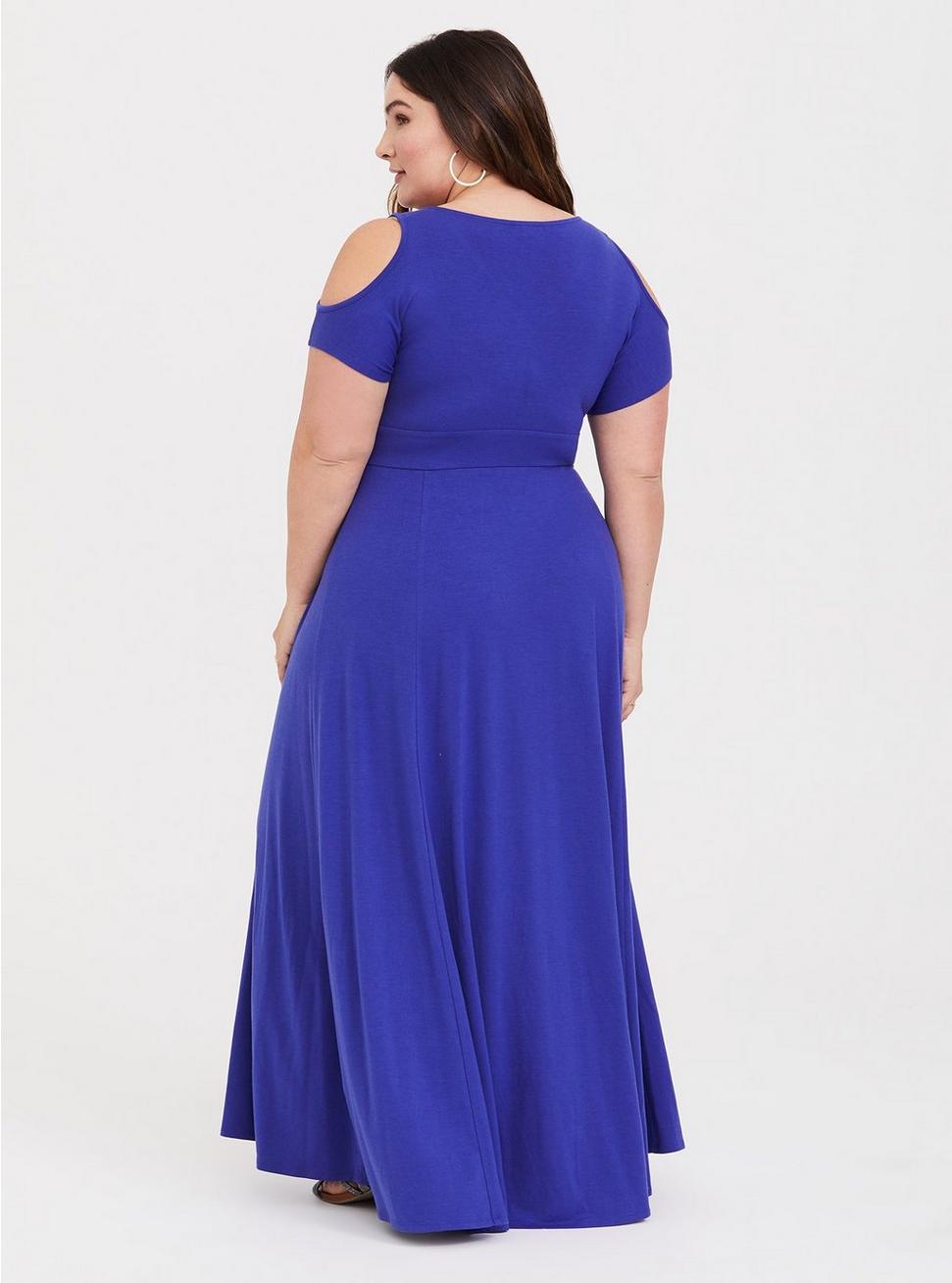 Plus Size - Electric Blue Jersey Cold Shoulder Maxi Dress - Torrid