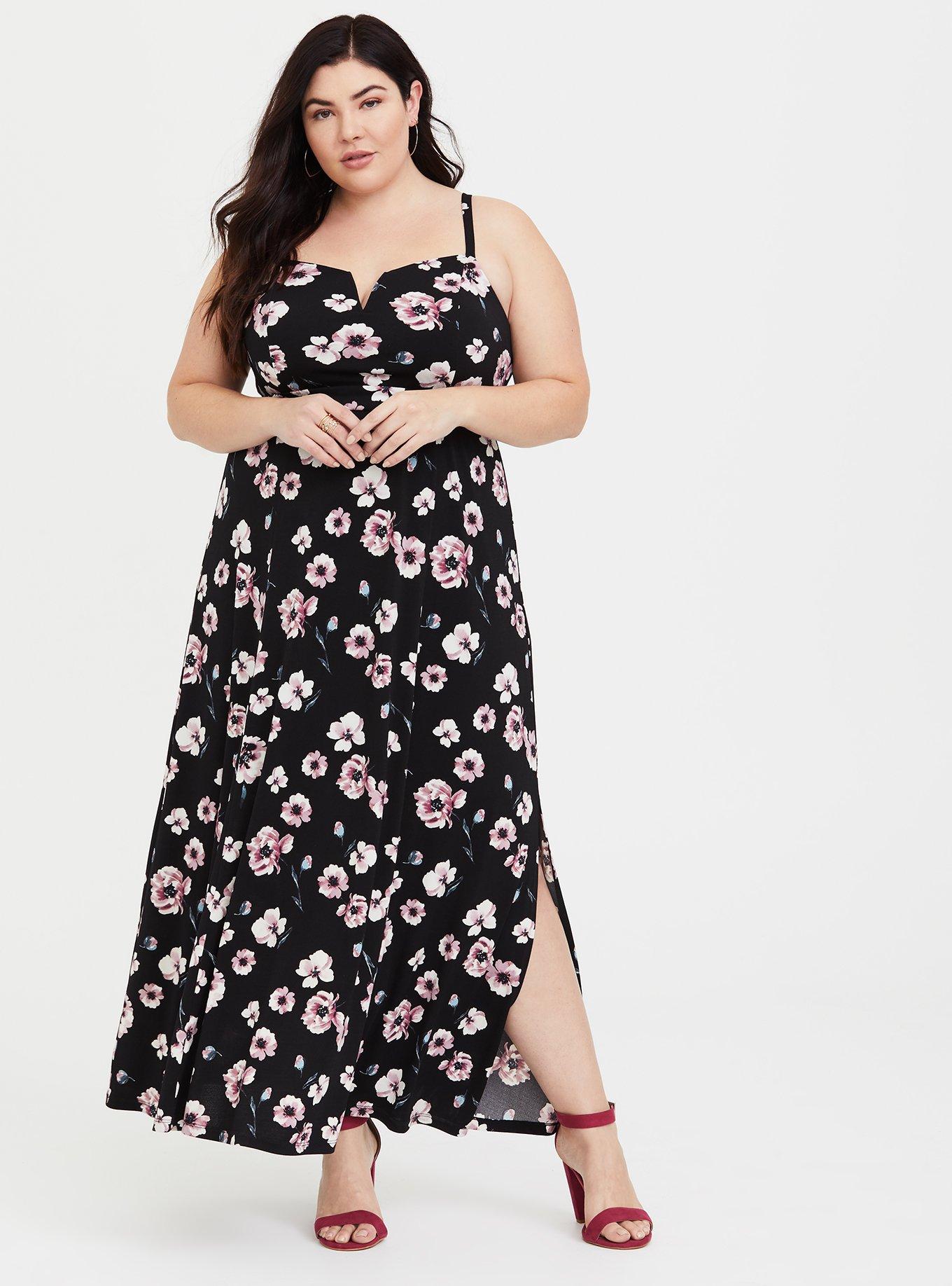 Plus Size - Black Floral Crepe Maxi Dress - Torrid