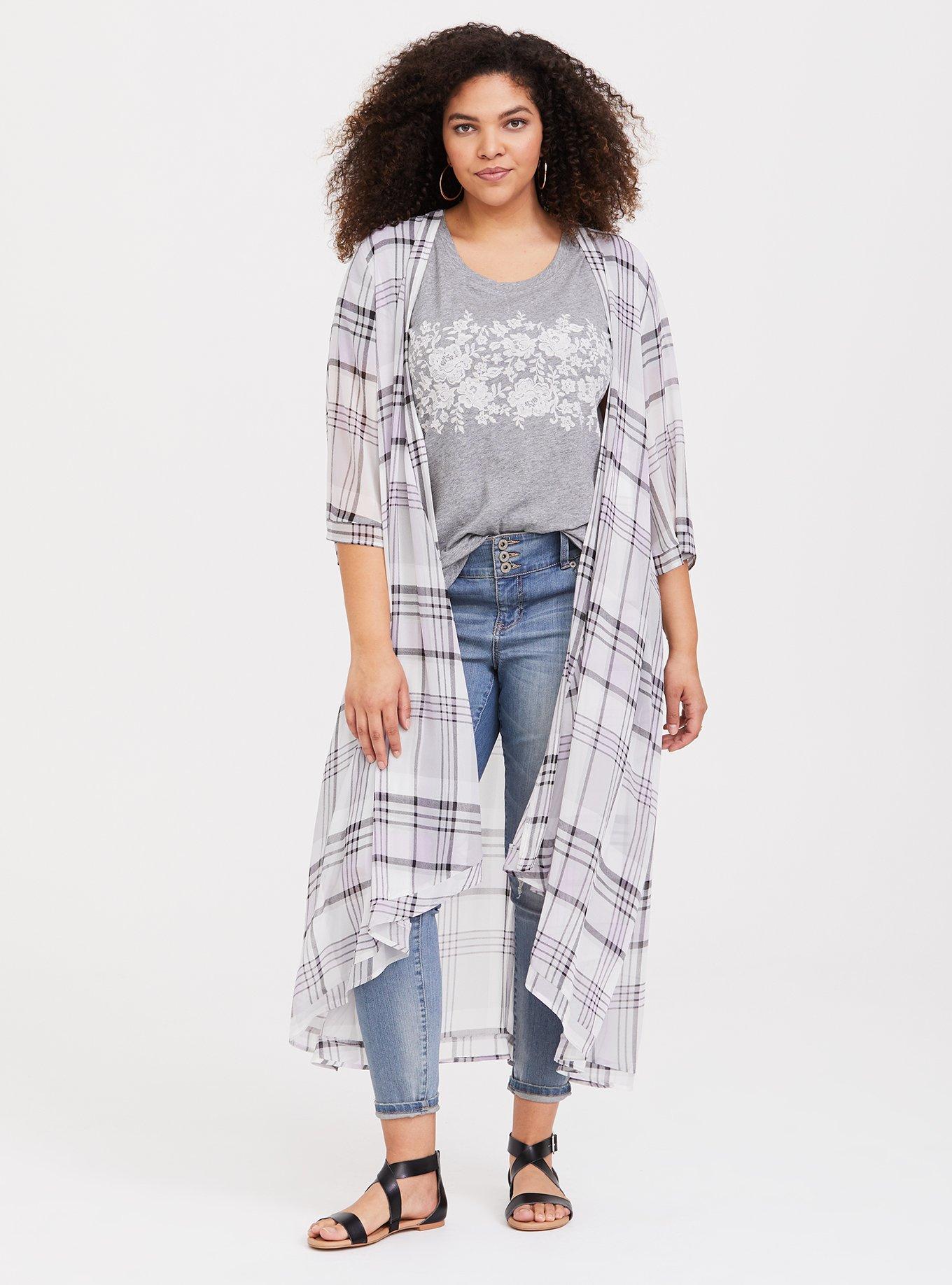 Plus Size Grey Printed Lace Tee, MEDIUM HEATHER GREY, alternate