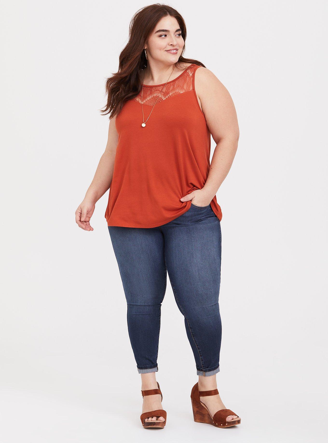 Super Soft Orange Lace Tank, POTTERS CLAY, alternate