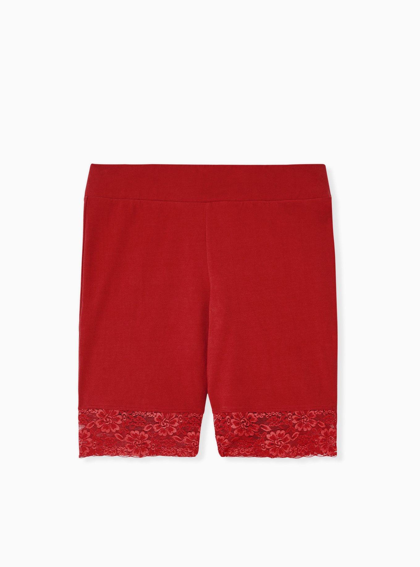 Red lace store biker shorts