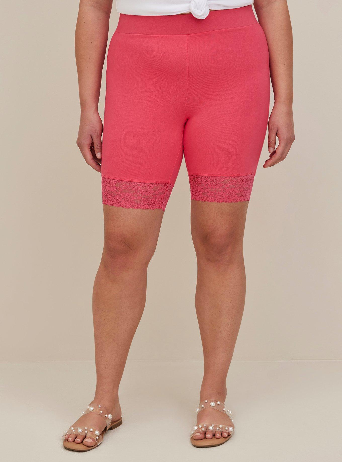 9 Inch Signature Waist Lace Trim Bike Short, RASPERRY, alternate