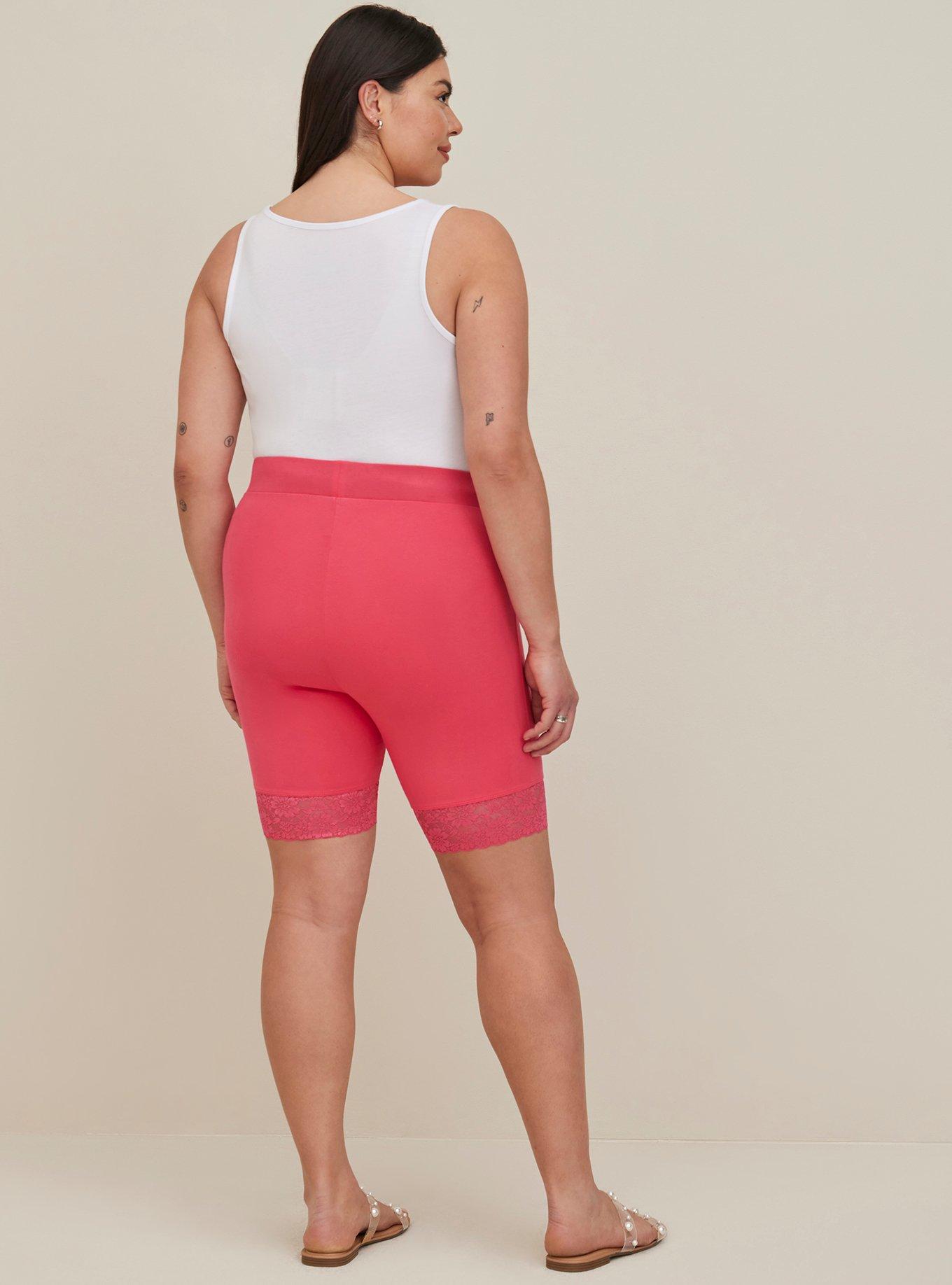 9 Inch Signature Waist Lace Trim Bike Short, RASPERRY, alternate