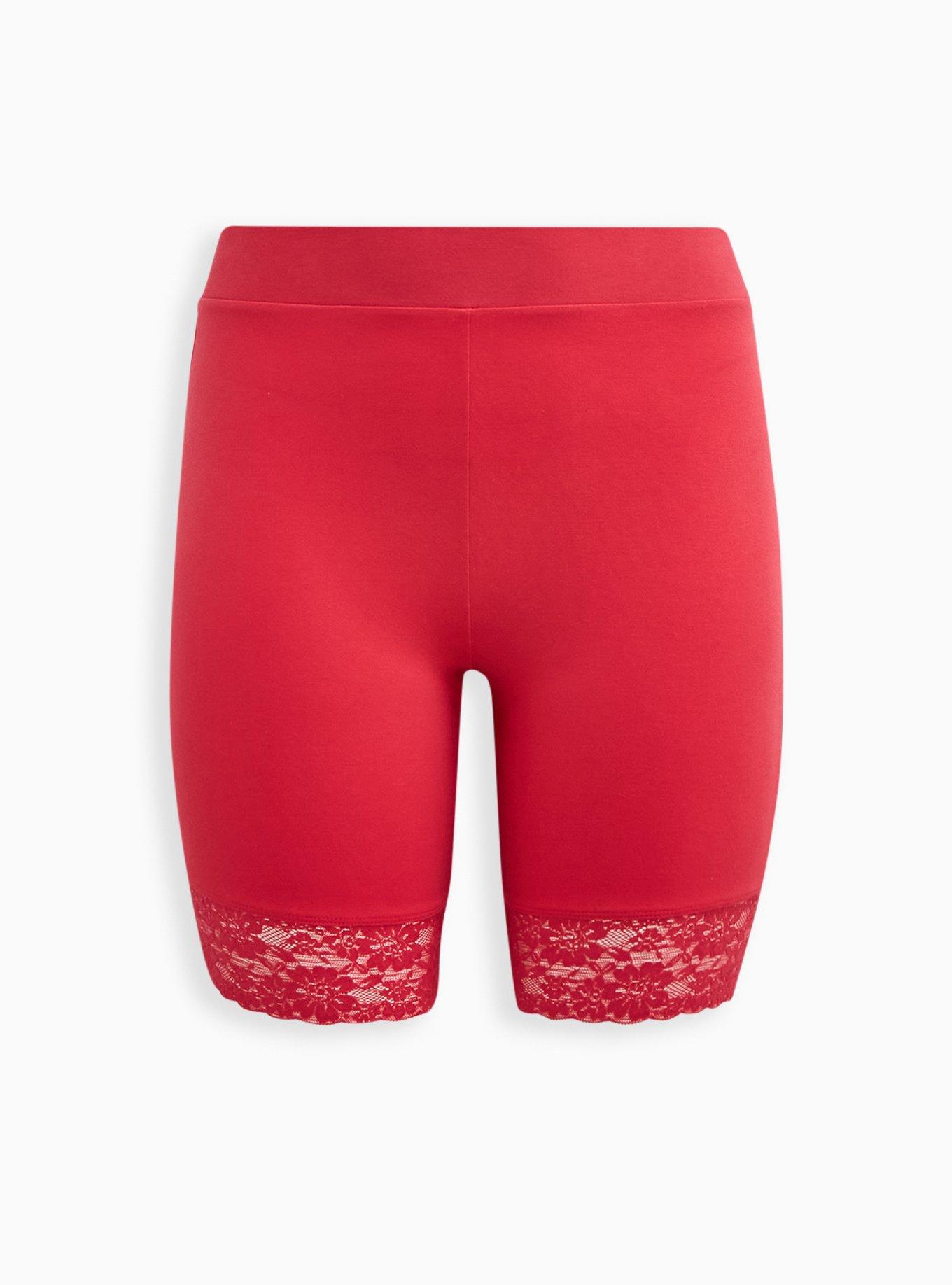 9 Inch Signature Waist Lace Trim Bike Short, RASPERRY, hi-res