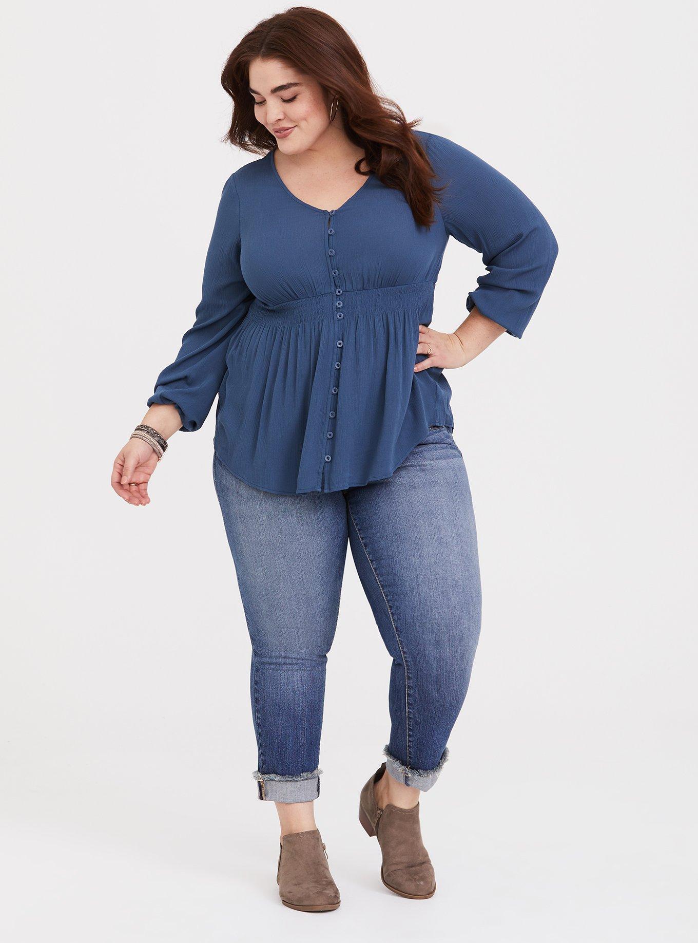 Blue Gauze Smocked Blouse, BLUE SUEDE, alternate