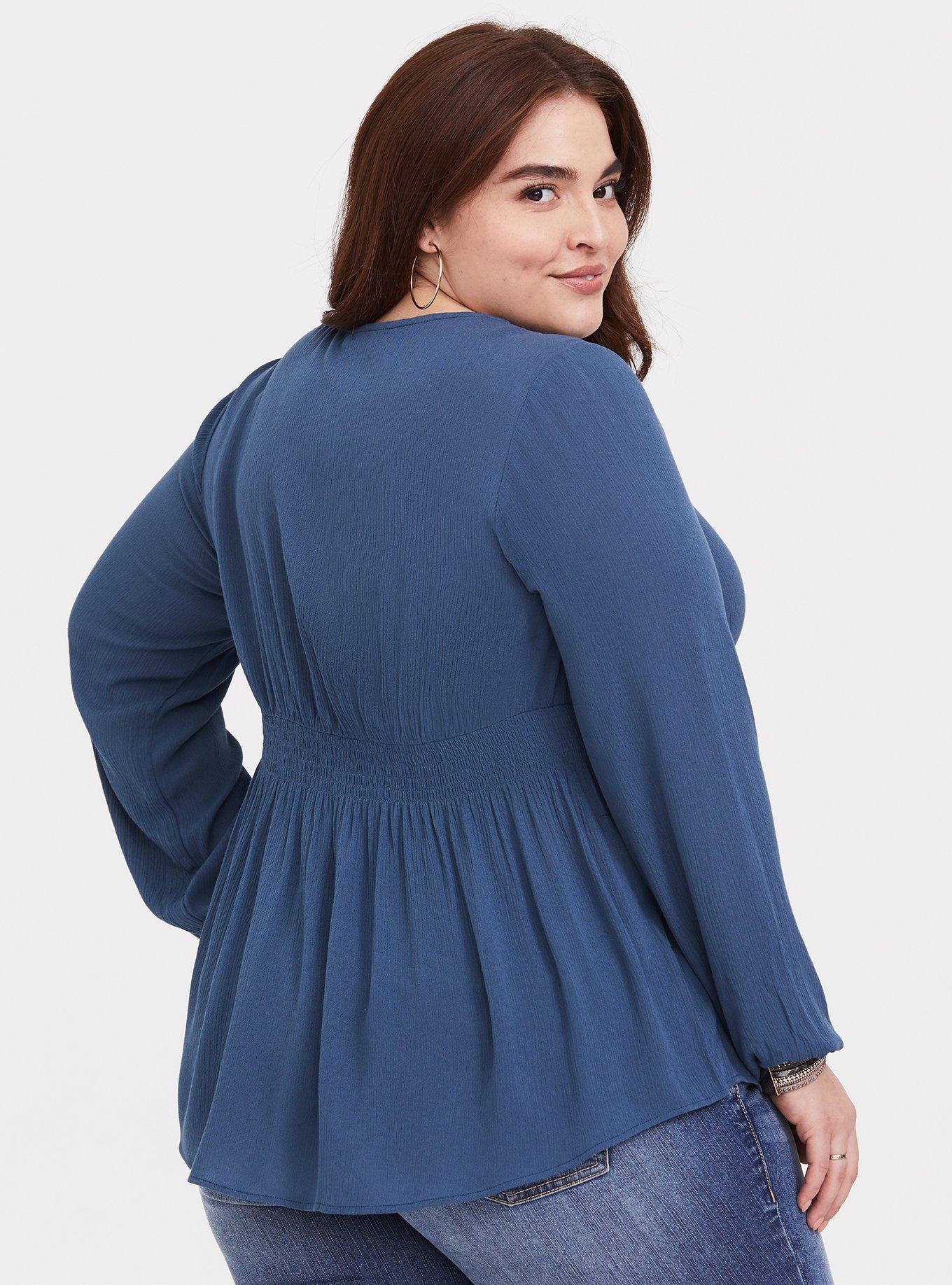 Blue Gauze Smocked Blouse, BLUE SUEDE, alternate