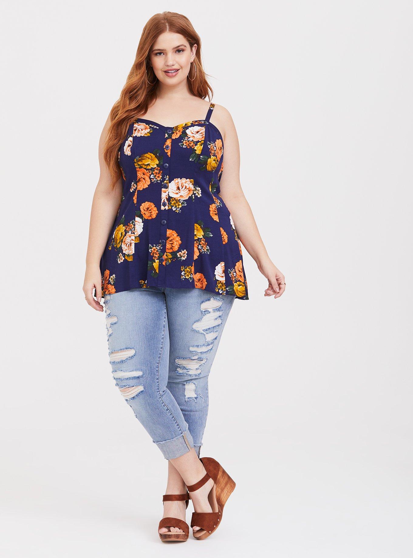 Plus Size Challis Seamed Cami, FANCY FLOW FLORAL, alternate