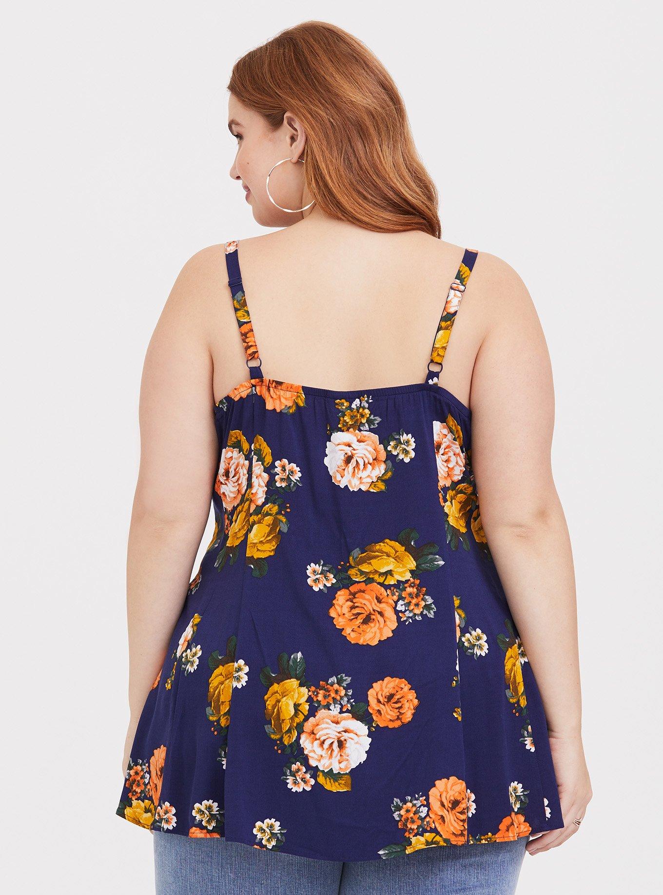 Plus Size Challis Seamed Cami, FANCY FLOW FLORAL, alternate