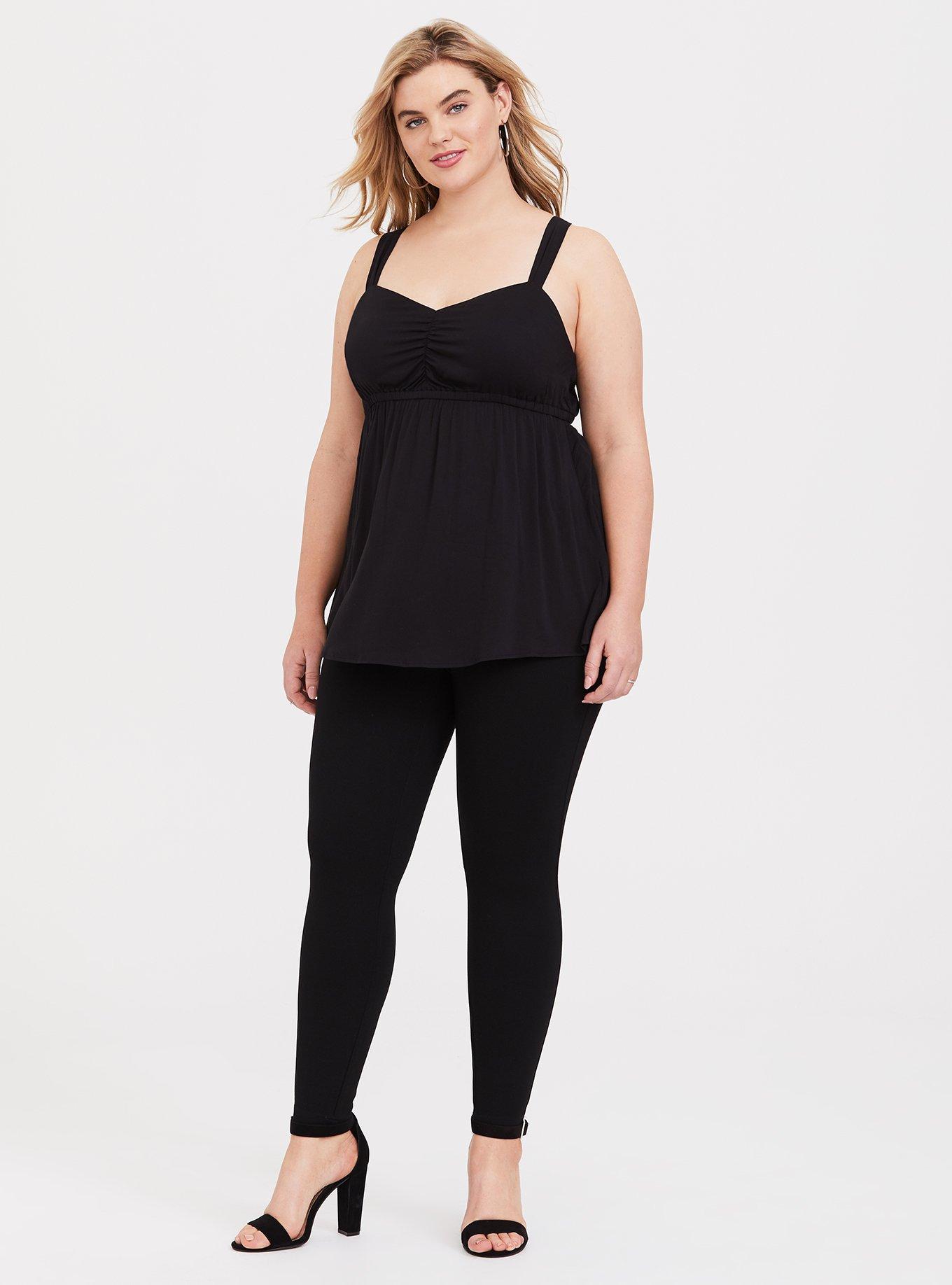 Babydoll Challis Sweetheart Cami, DEEP BLACK, alternate