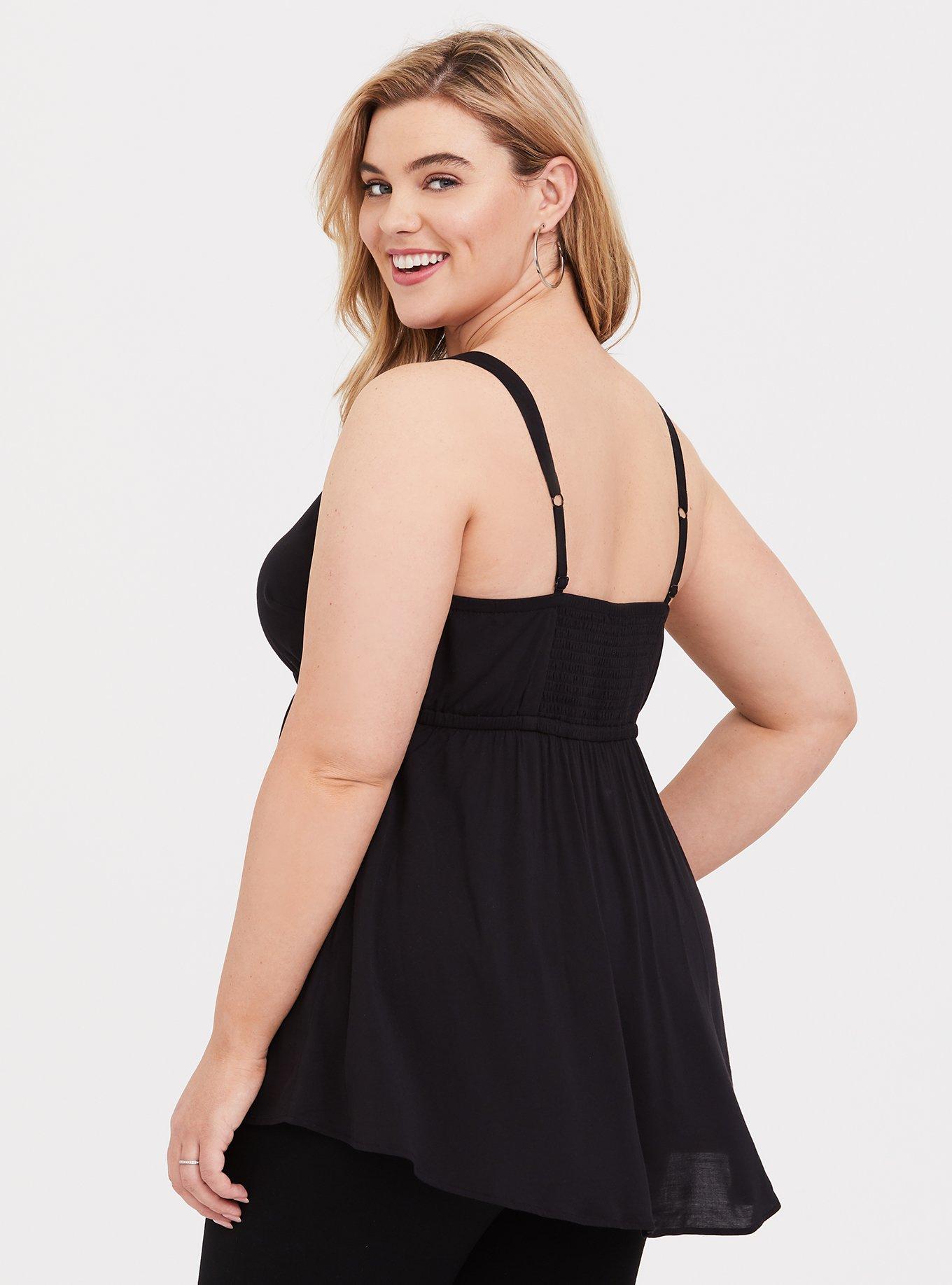 Babydoll Challis Sweetheart Cami, DEEP BLACK, alternate