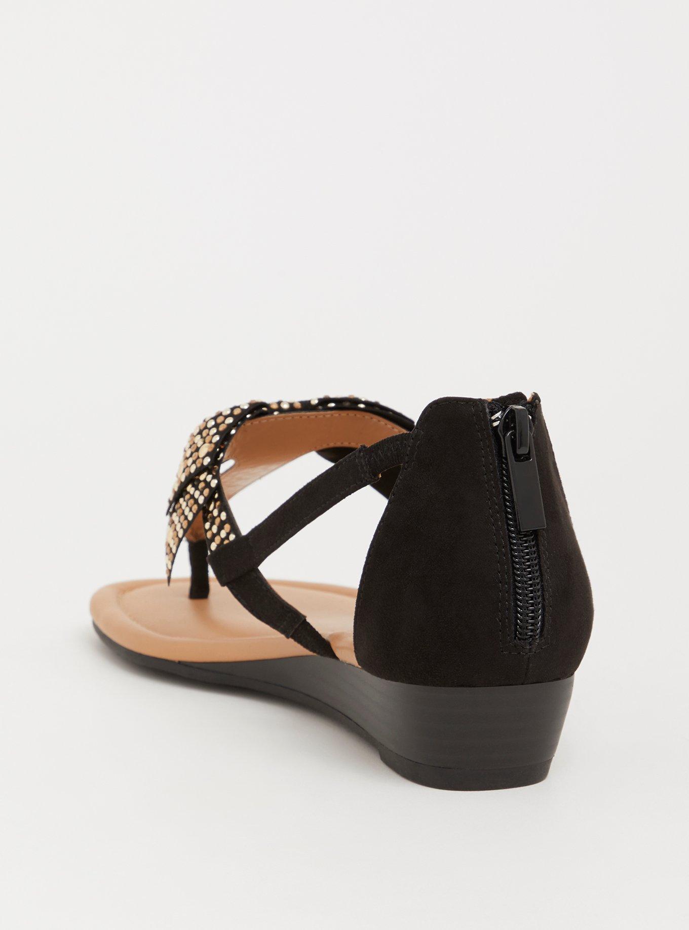 Bow Micro Wedge Sandal (WW), BLACK, alternate