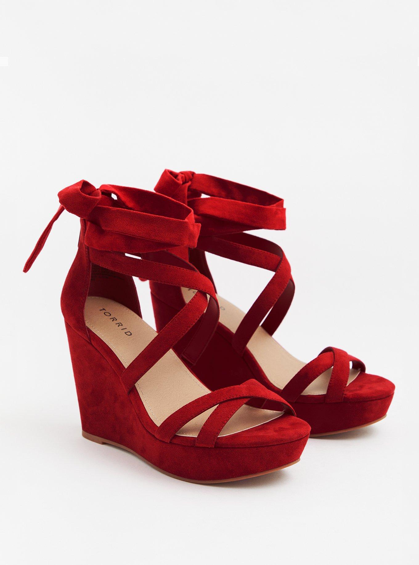 Red strappy wedge on sale sandals