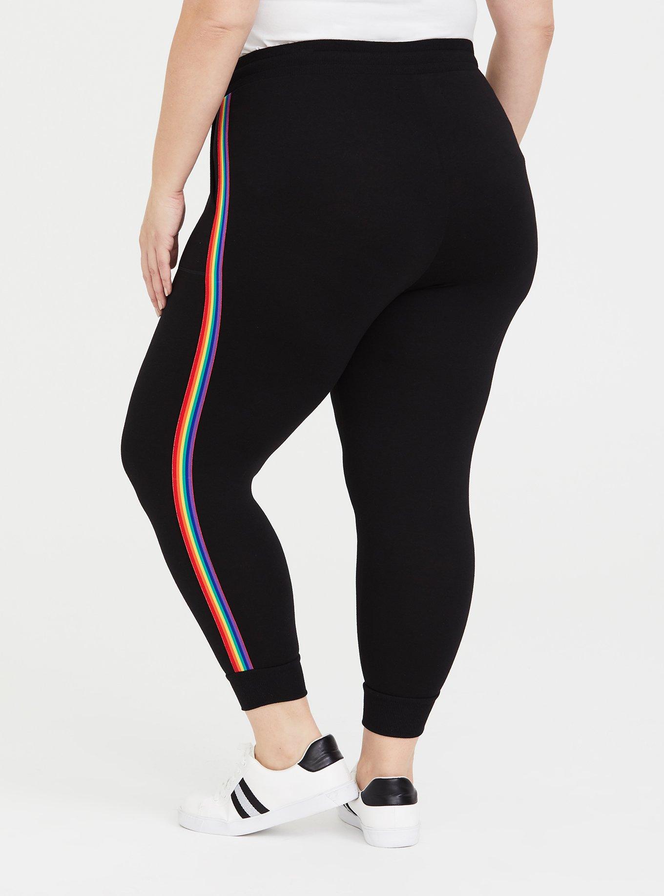 Plus Size Black Rainbow Stripe French Terry Jogger Torrid