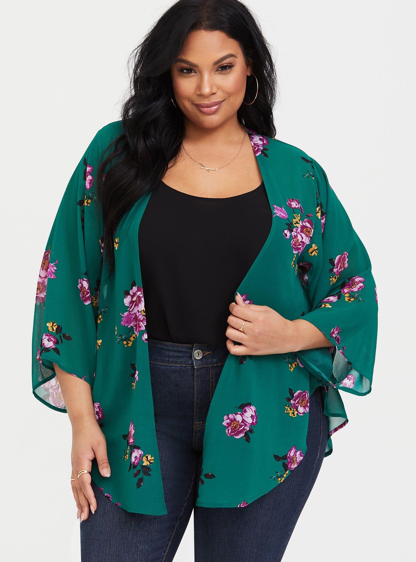 Plus size store chiffon kimono jacket