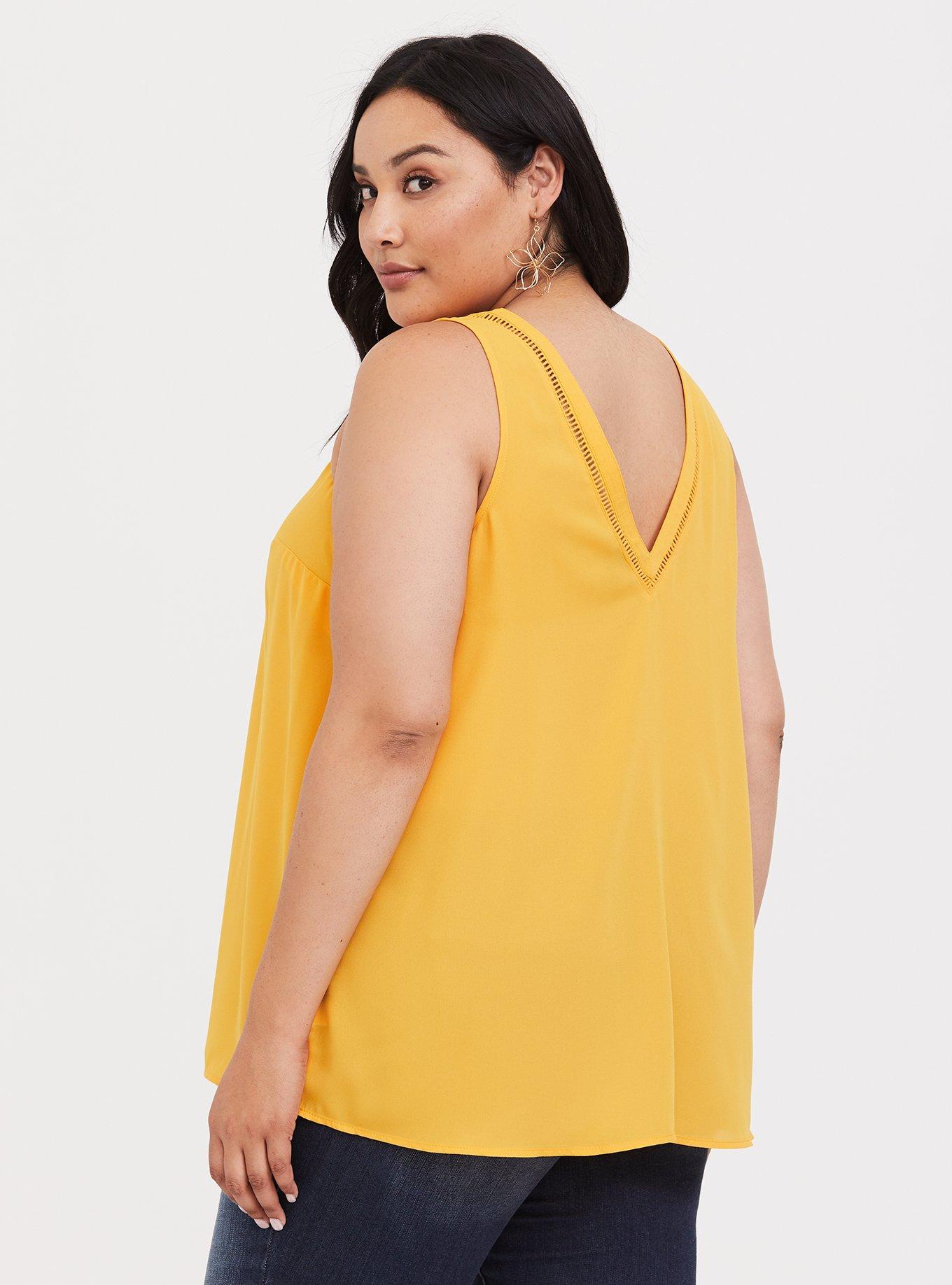 Georgette Eyelet Trim Tank, GOLDEN GLOW, alternate