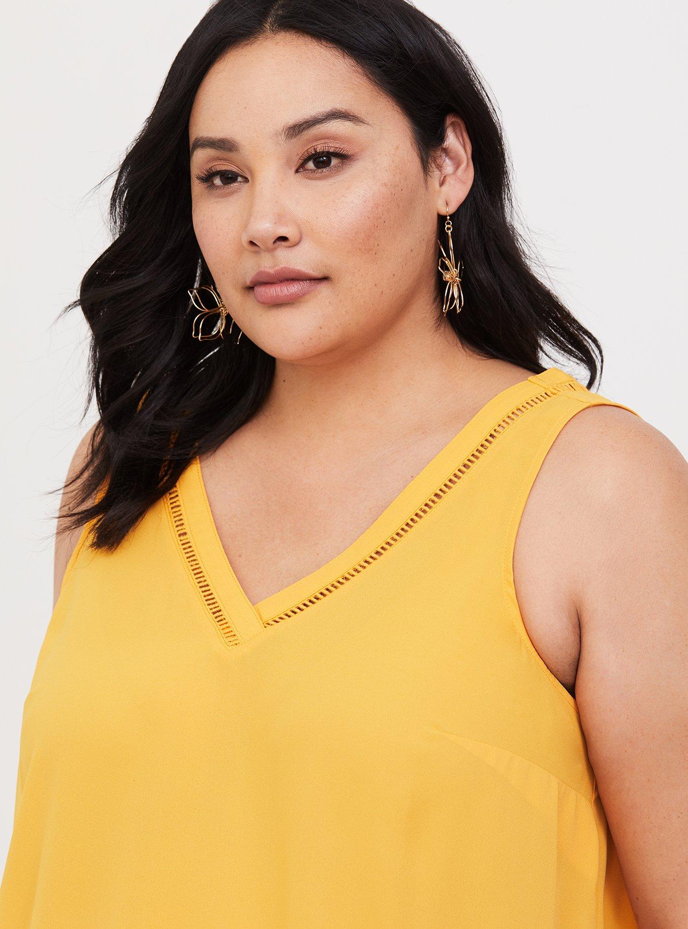 Georgette Eyelet Trim Tank, GOLDEN GLOW, alternate