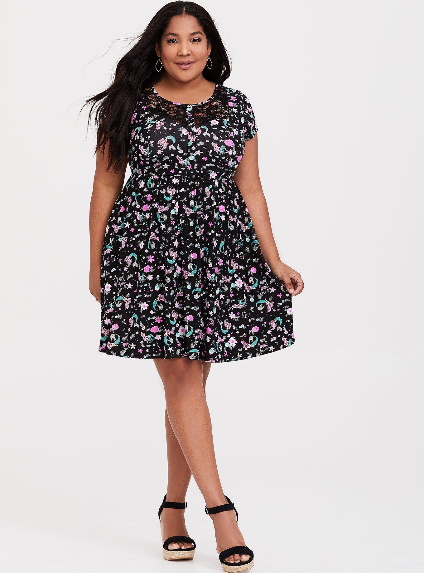 Disney The Little Mermaid Ariel Floral Skater Dress, MULTI, alternate