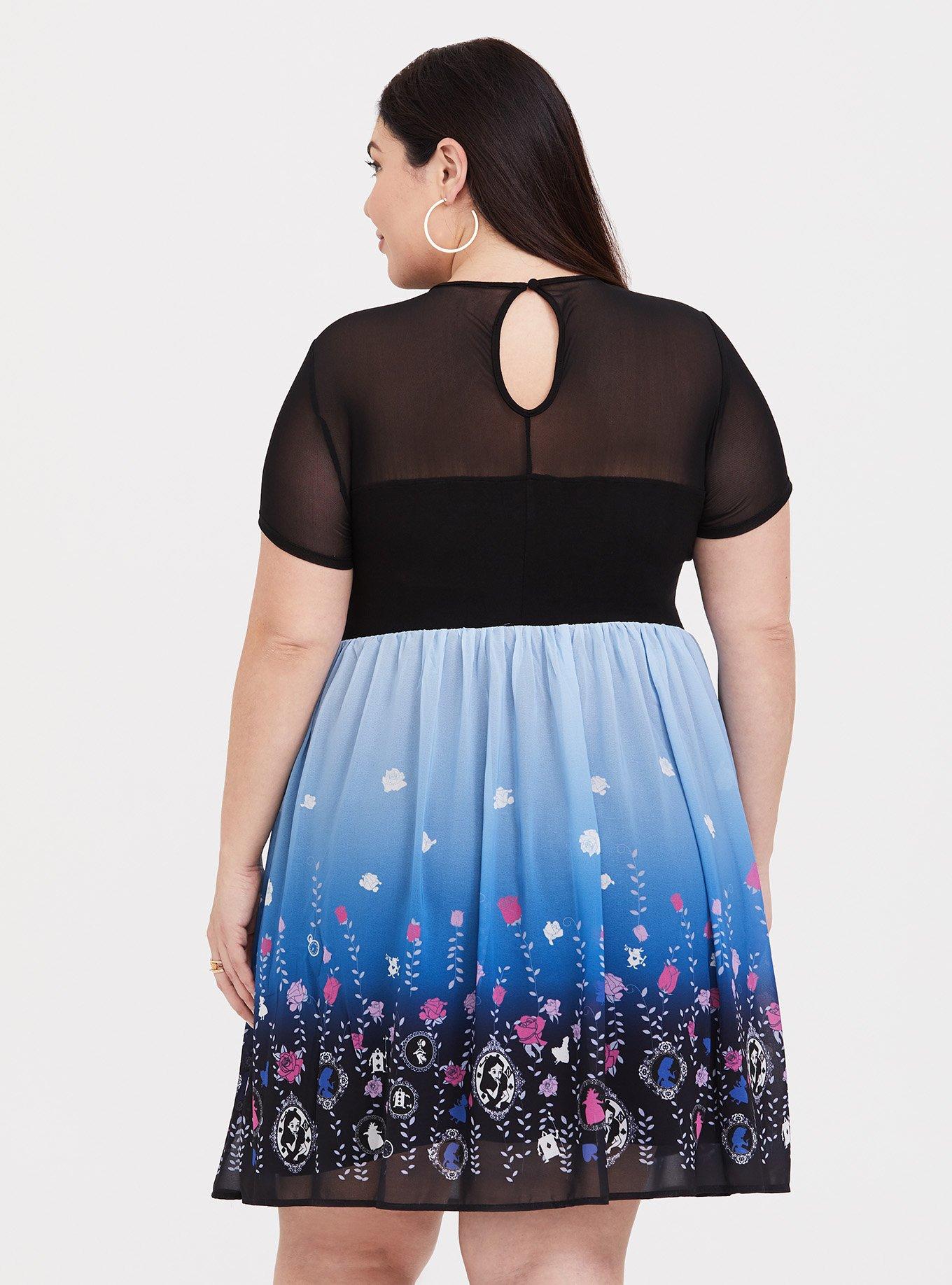 Plus Size - Disney Alice in Wonderland Border Print Skater Dress - Torrid