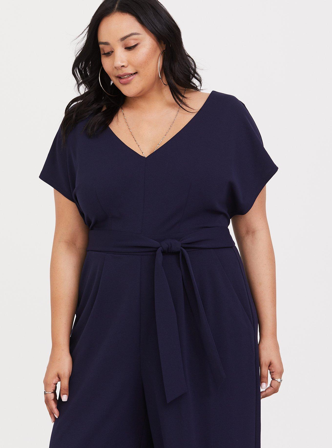 Navy Flutter Sleeve Jumpsuit, NAVY, alternate