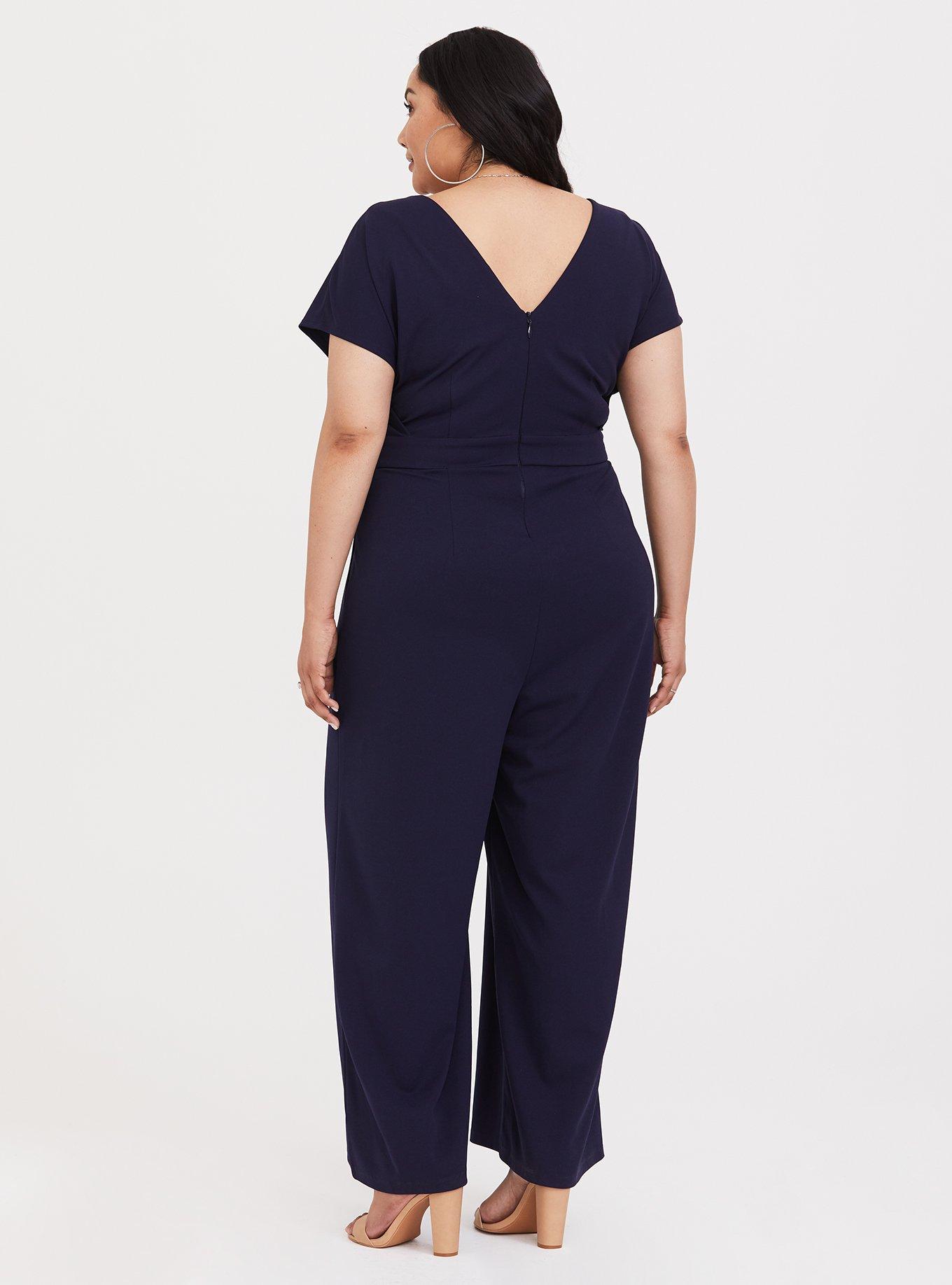 Navy Flutter Sleeve Jumpsuit, NAVY, alternate