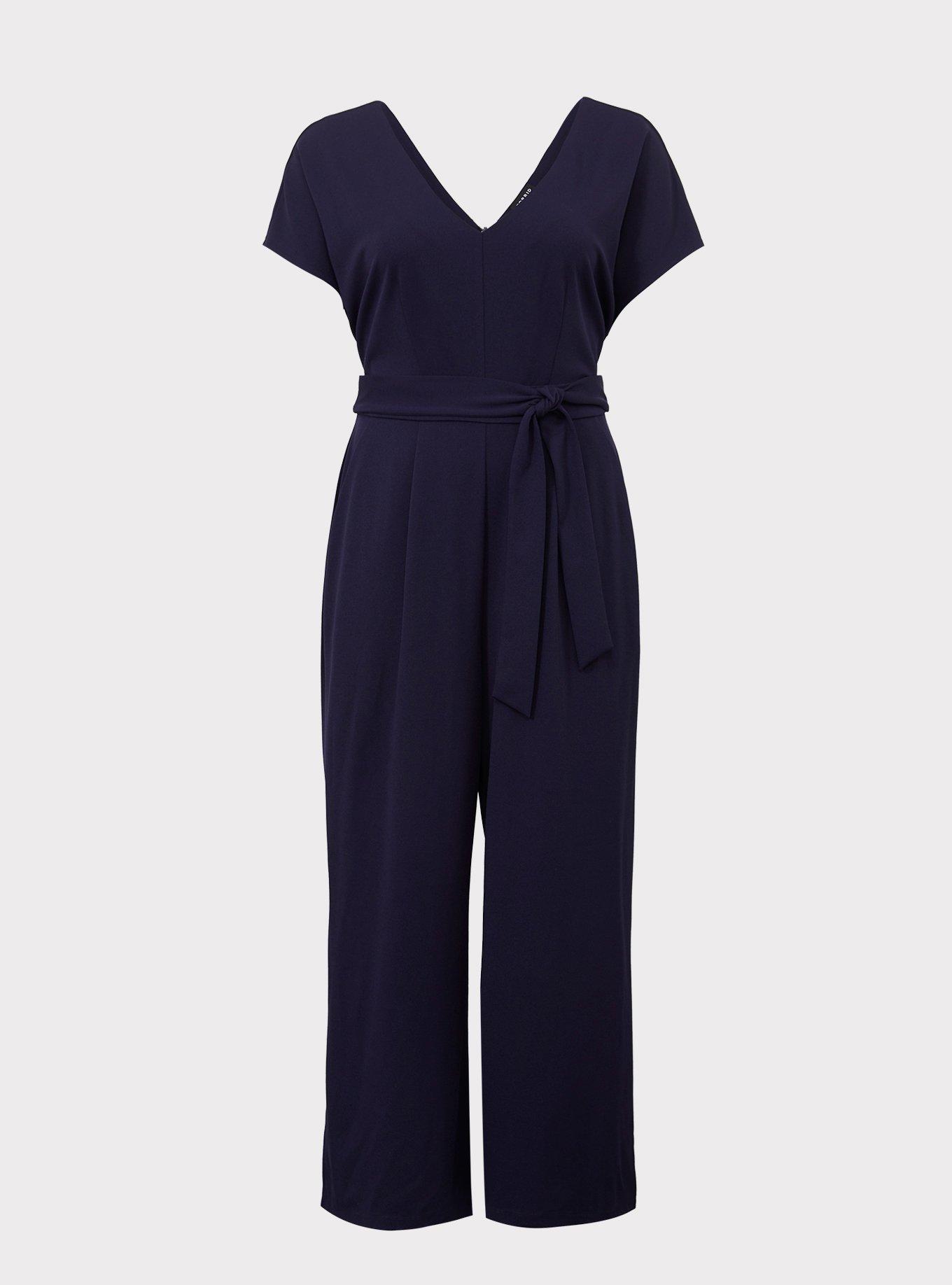 Navy Flutter Sleeve Jumpsuit, , hi-res
