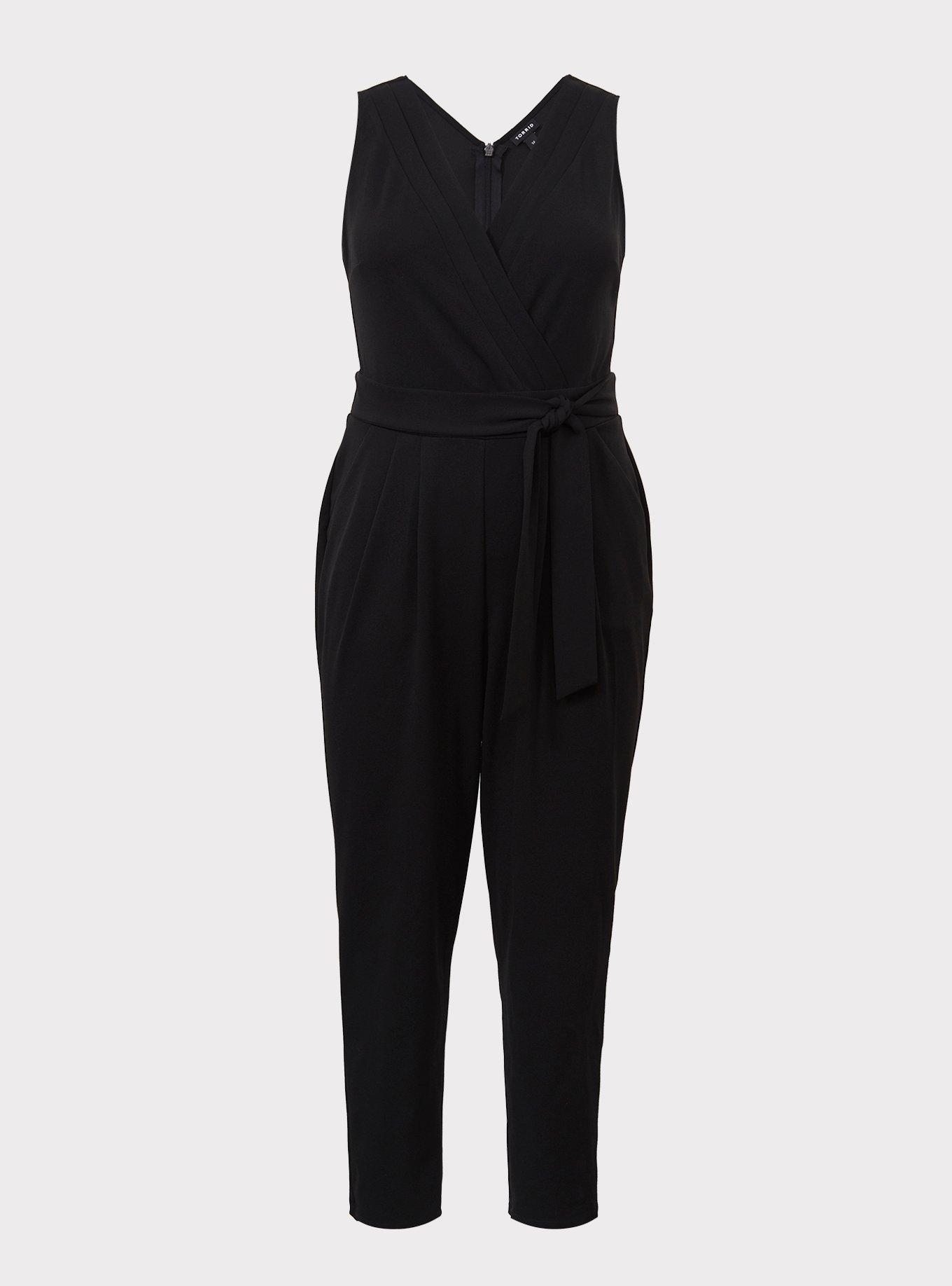 Black Sleeveless Jumpsuit with pleated design and belt – Εργαστήρι  Βαξεβανίδη