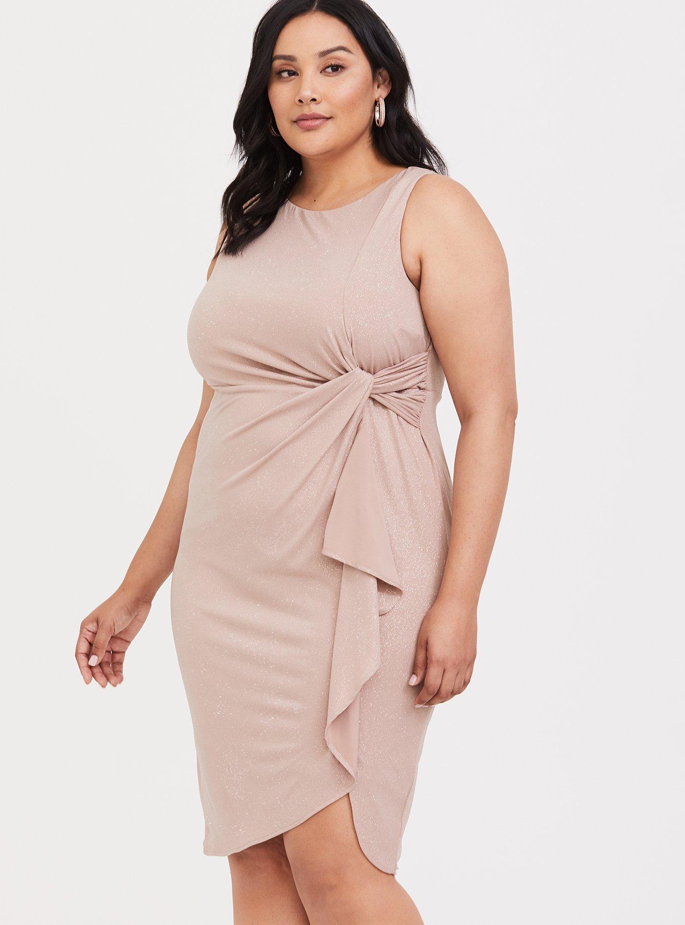 Champagne Ruffle Sheath Dress, CHAMPANGE METALLIC, alternate