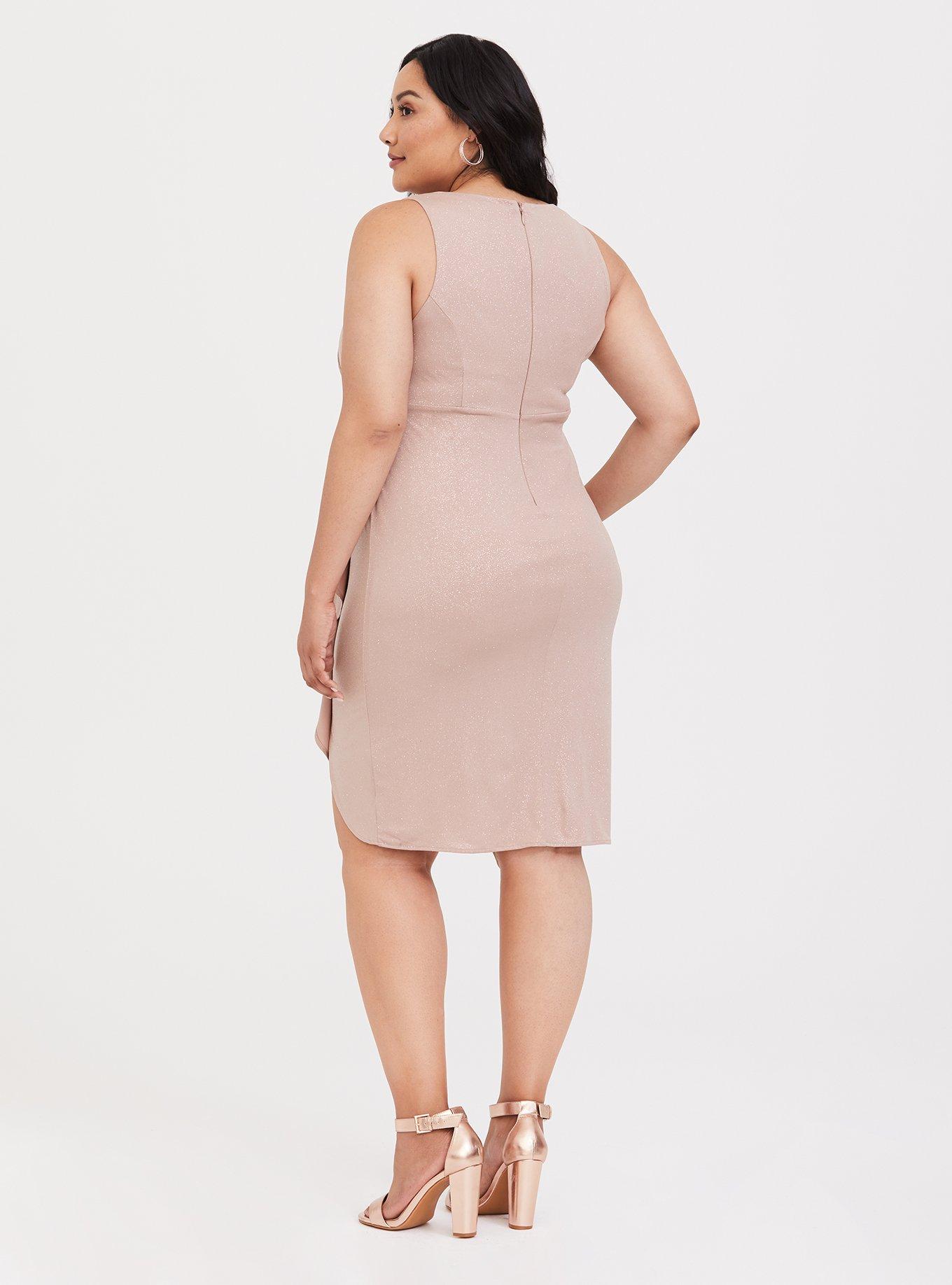 Plus Size - Champagne Ruffle Sheath Dress