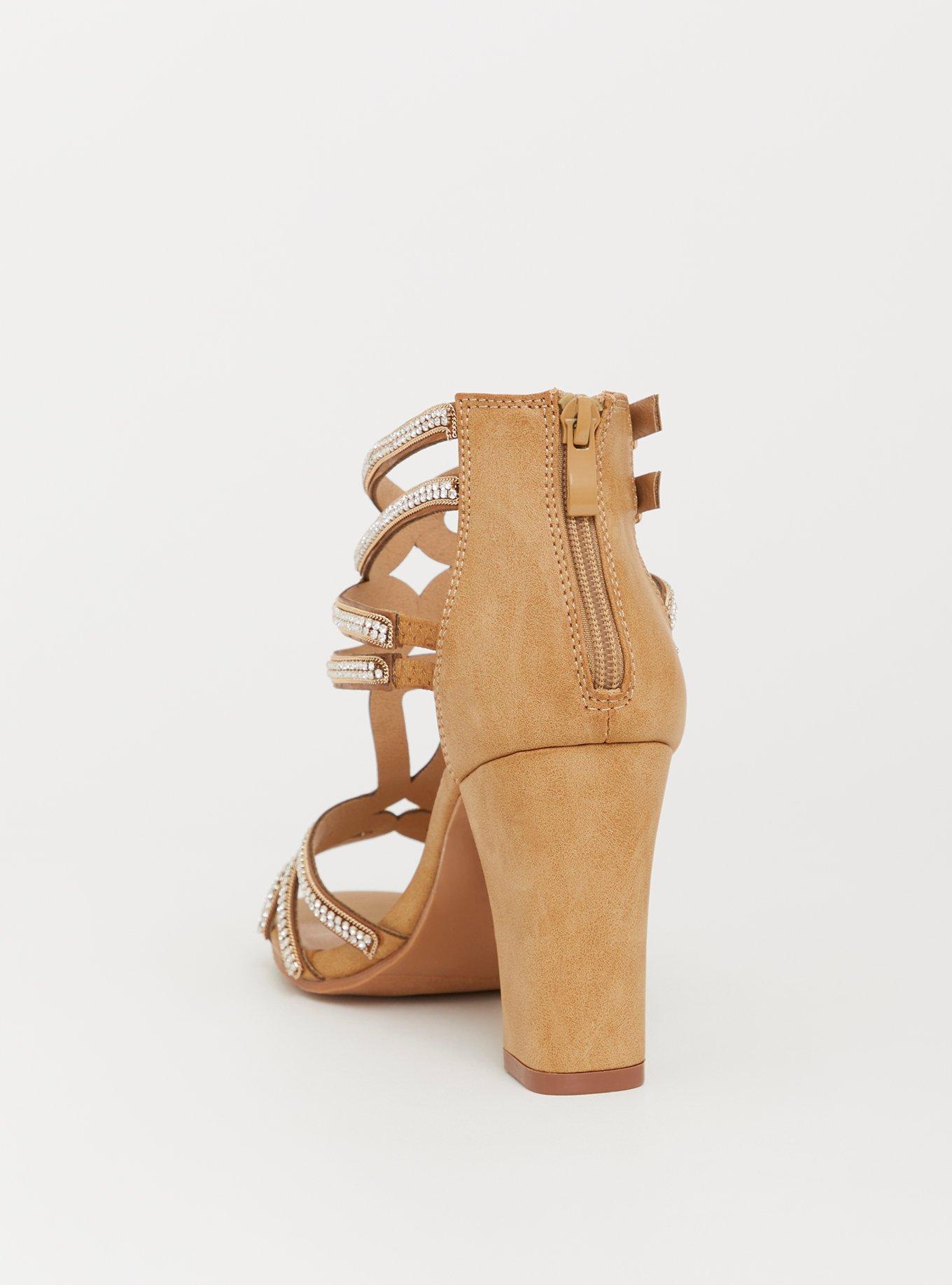 Tan wide outlet width heels