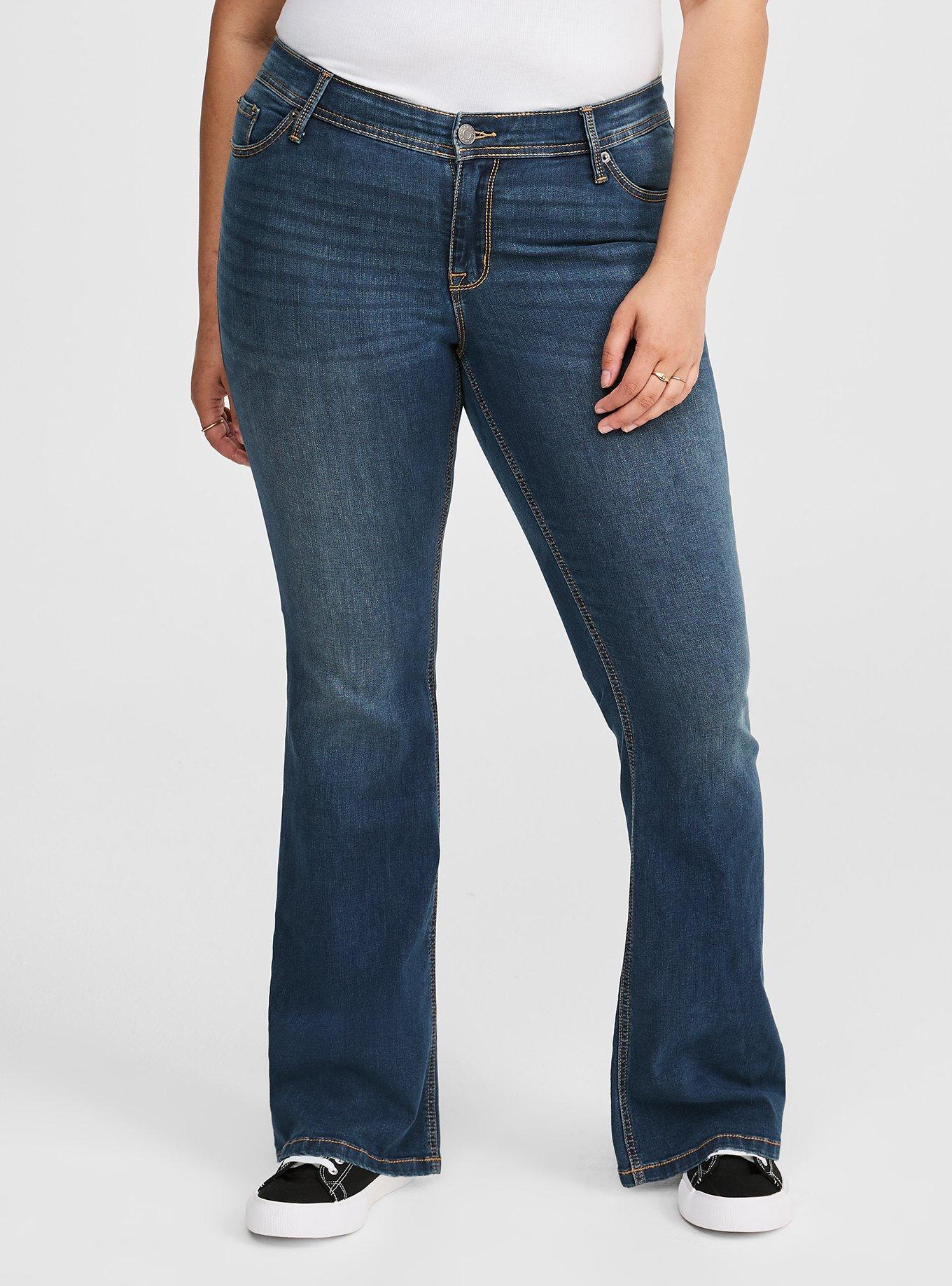 Sexy bootcut jeans flare pants 5-pocket denim stretch blue belt XS