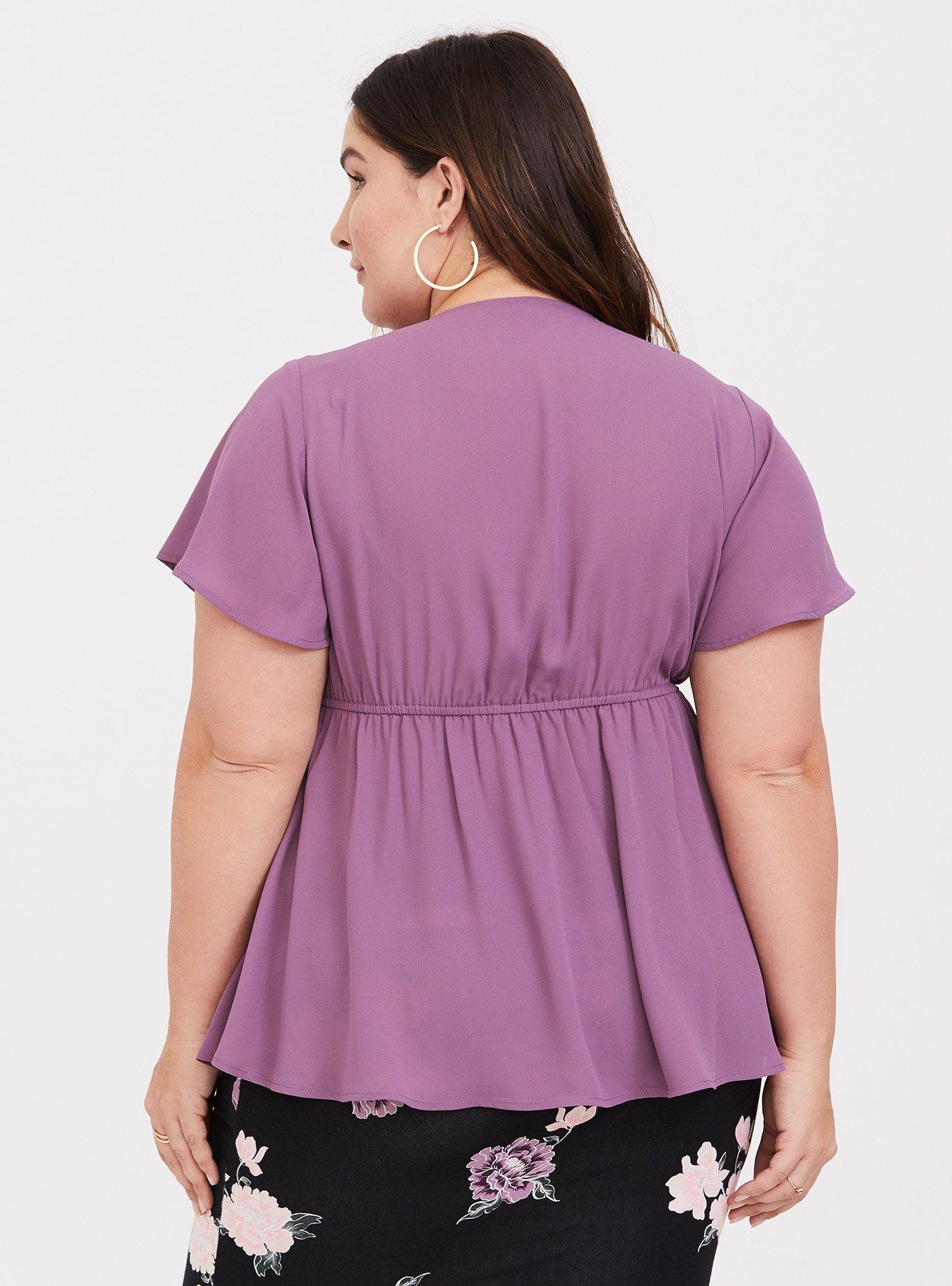 Lily - Dusty Purple Georgette Babydoll Blouse, PURPLE ASPARAGUS, alternate