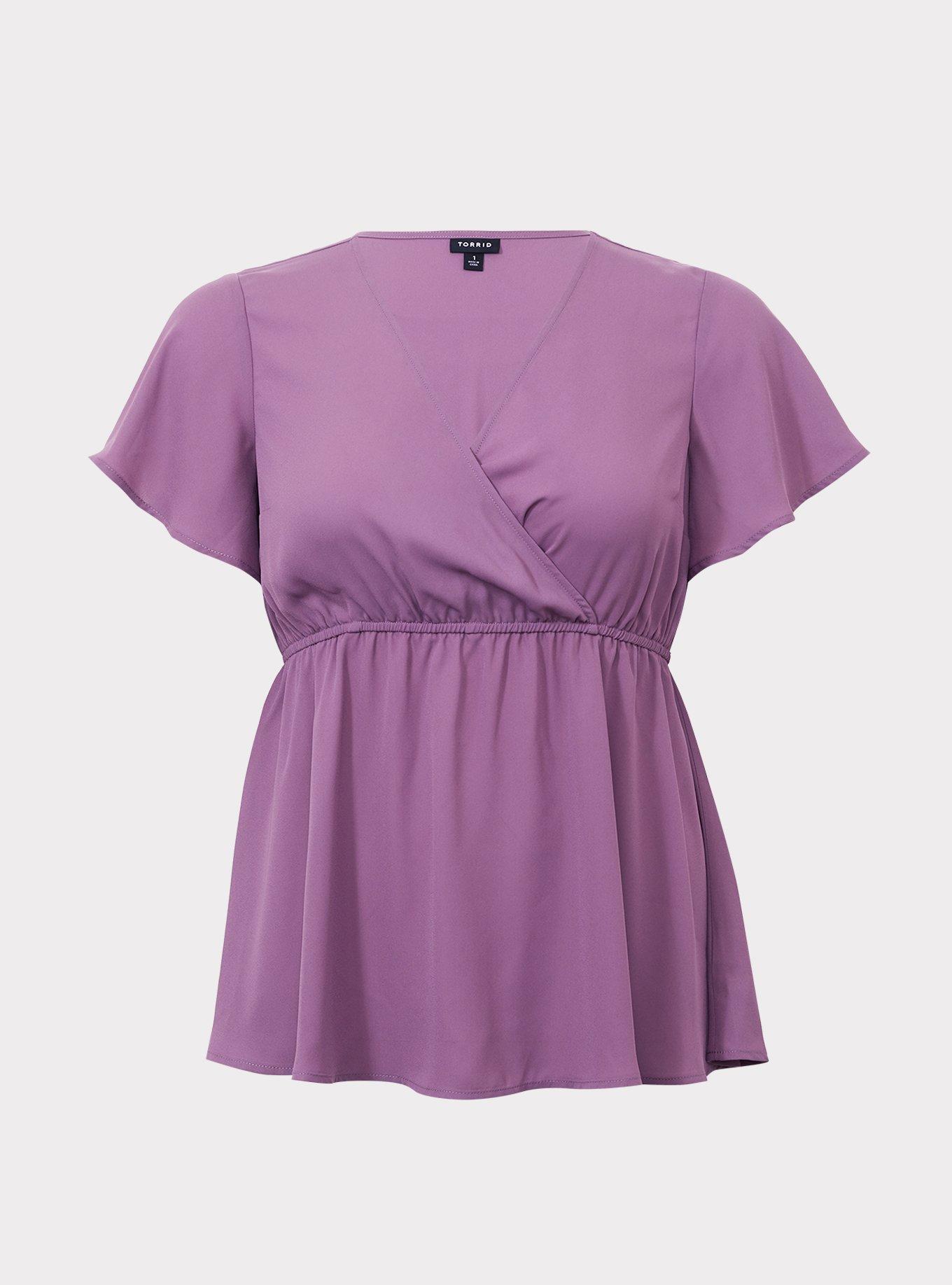 Lily - Dusty Purple Georgette Babydoll Blouse, PURPLE ASPARAGUS, hi-res