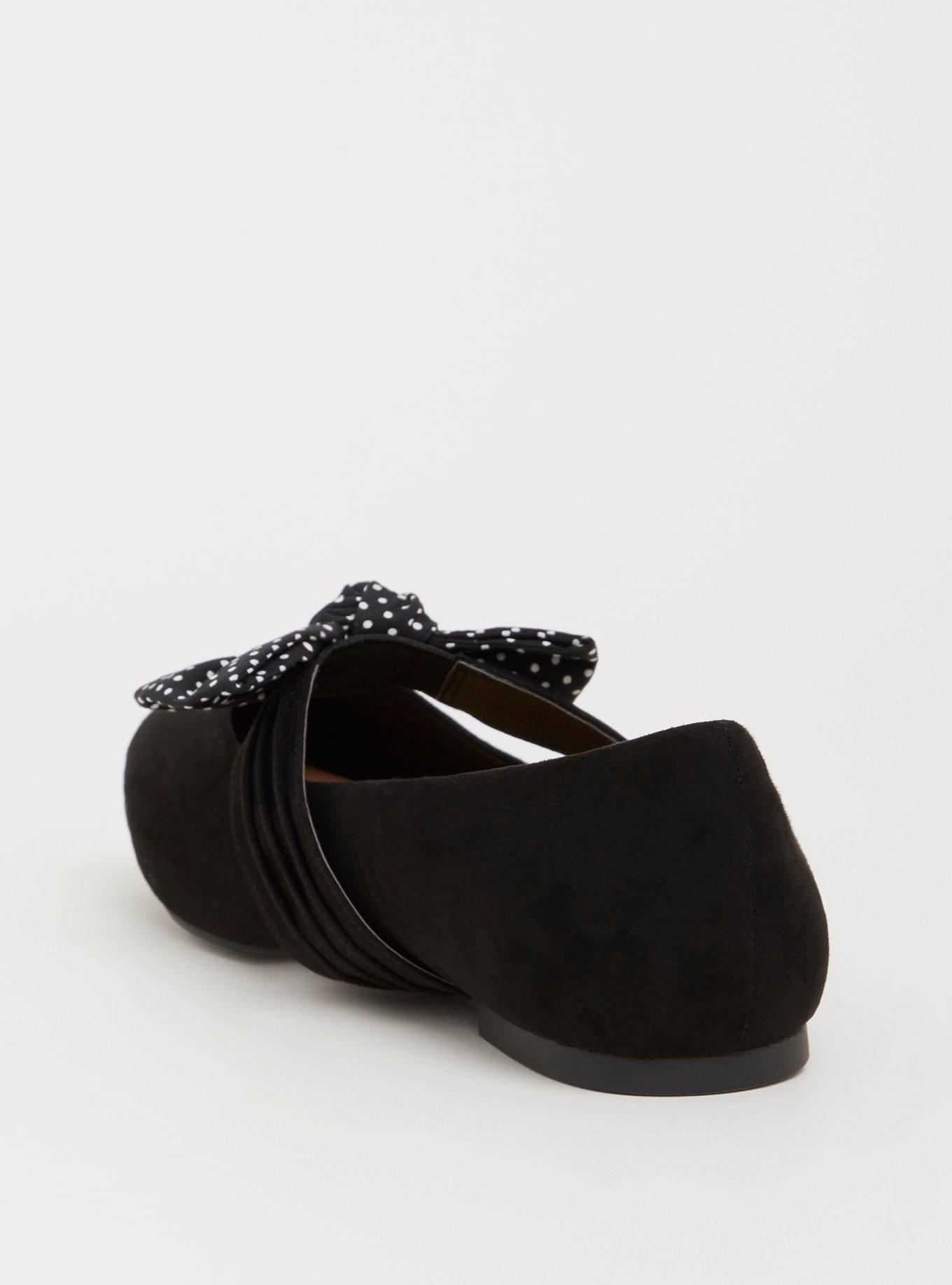 Black Faux Suede Bow Flat (Wide Width), BLACK, alternate