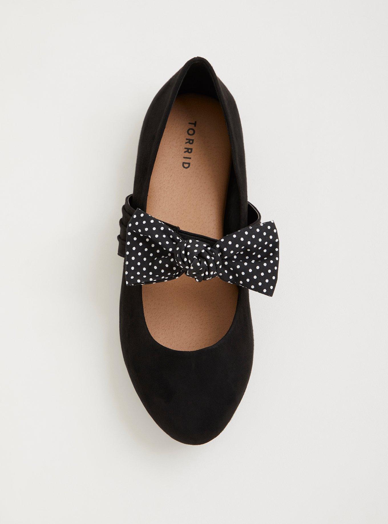 Black Faux Suede Bow Flat (Wide Width), BLACK, alternate