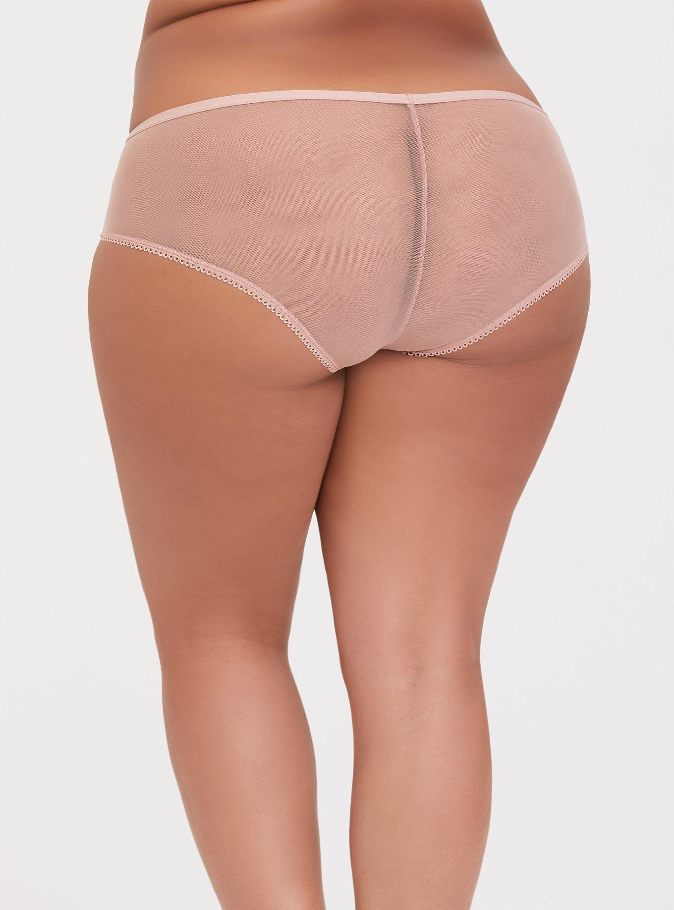 Plus Size Dusty Pink Microfiber & Lace Hipster Panty, DUSTY QUARTZ, alternate