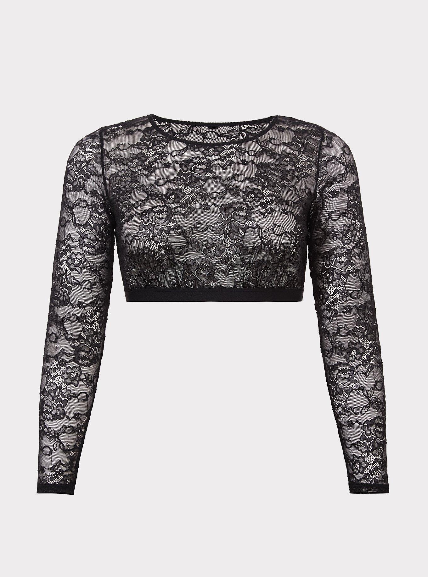 Plus Size - Lace Long Sleeve Under-It-All Crop Top - Torrid