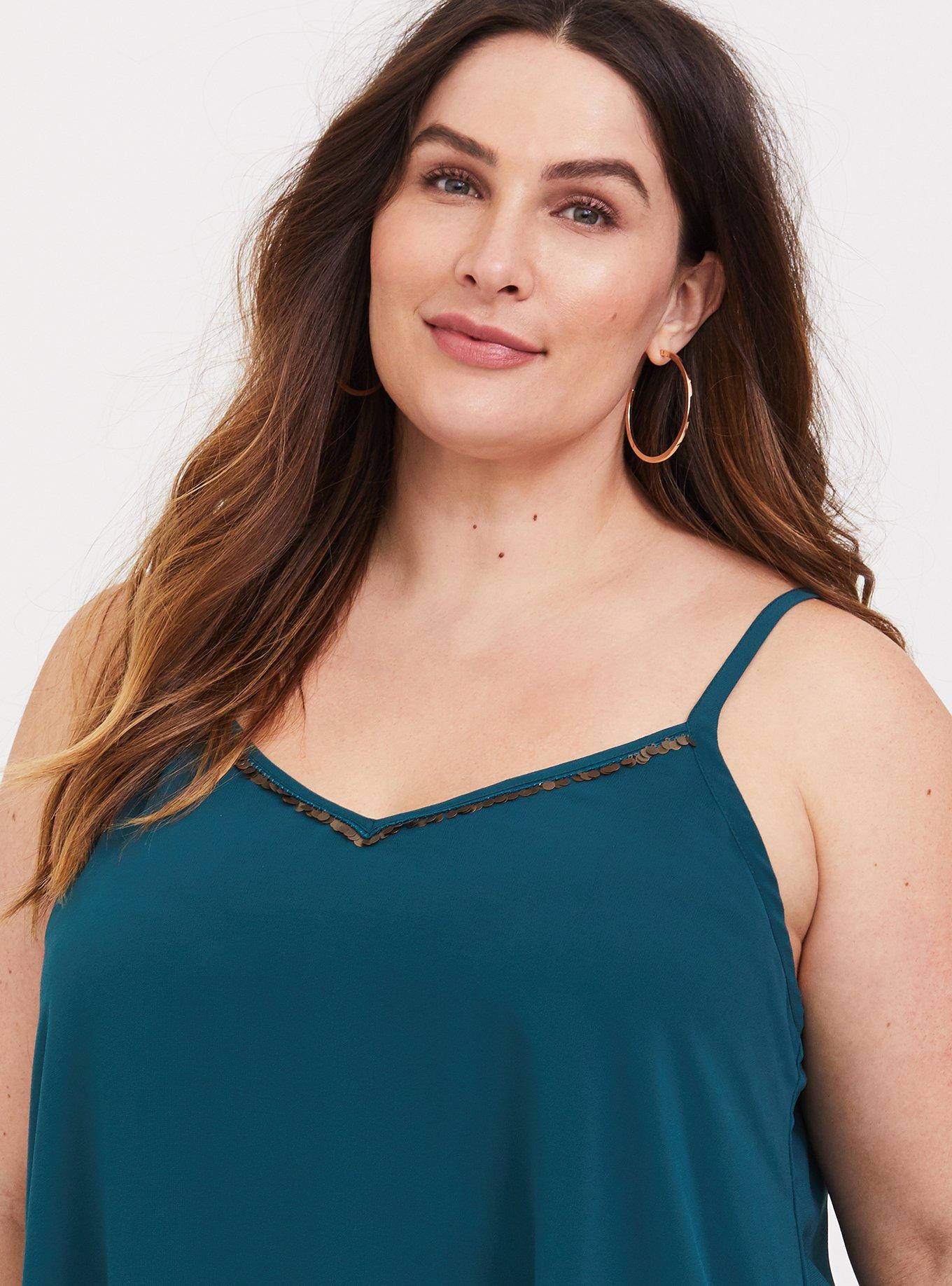 Deep Teal Chiffon Sequin Cami, DEEP TEAL, alternate