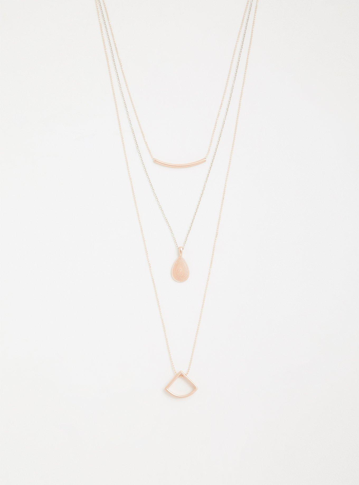 Plus Size - Rose Gold Geometric Layer Necklace - Torrid