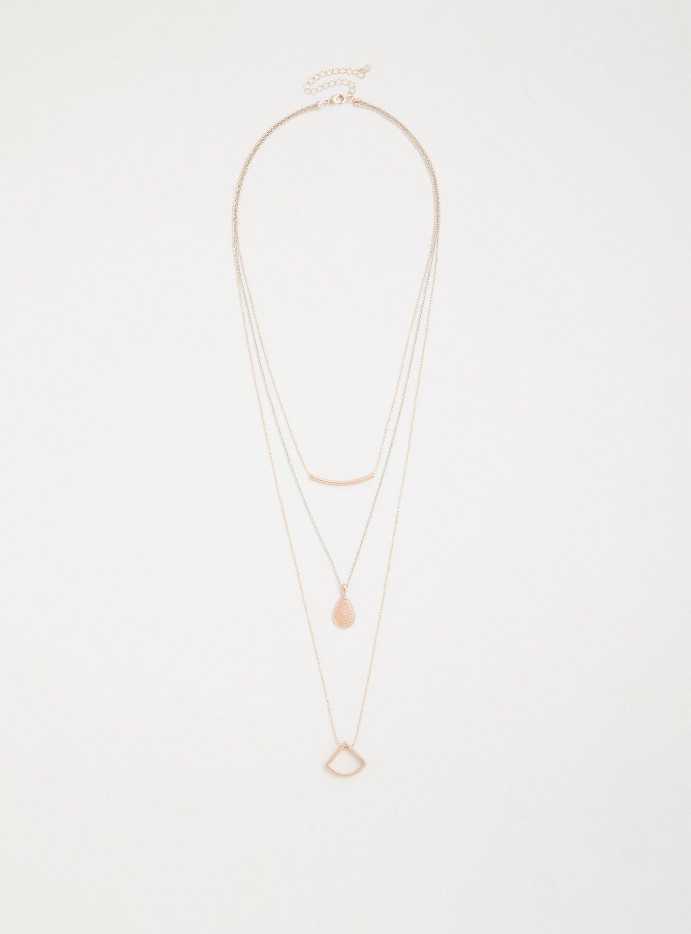 Plus Size - Rose Gold Geometric Layer Necklace - Torrid