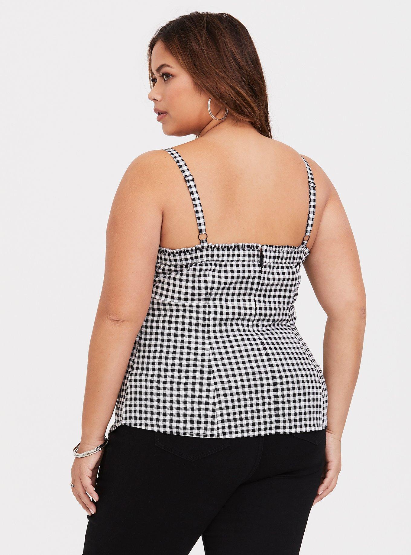 Plus Size Gingham Poplin Cami, GINGHAM PLAID, alternate