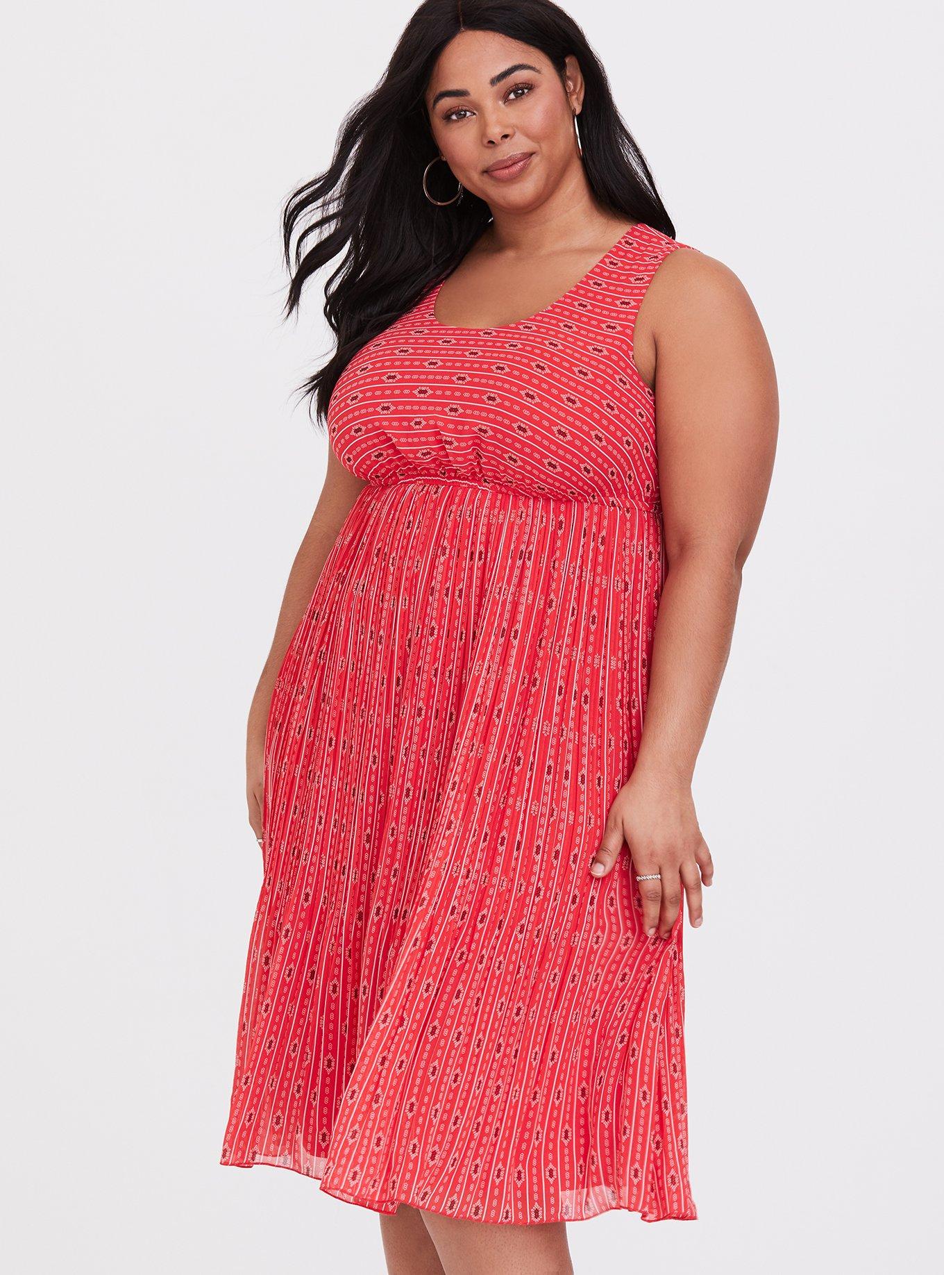 Coral Medallion Chiffon Pleated Midi Dress, LINED SHAPES, alternate