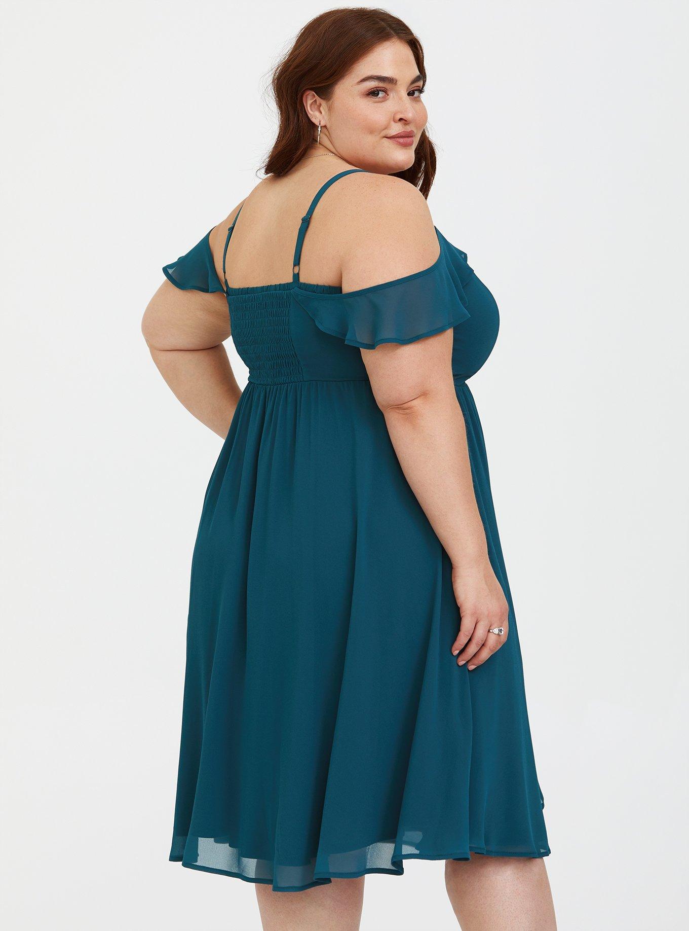 Teal cold shoulder outlet dress