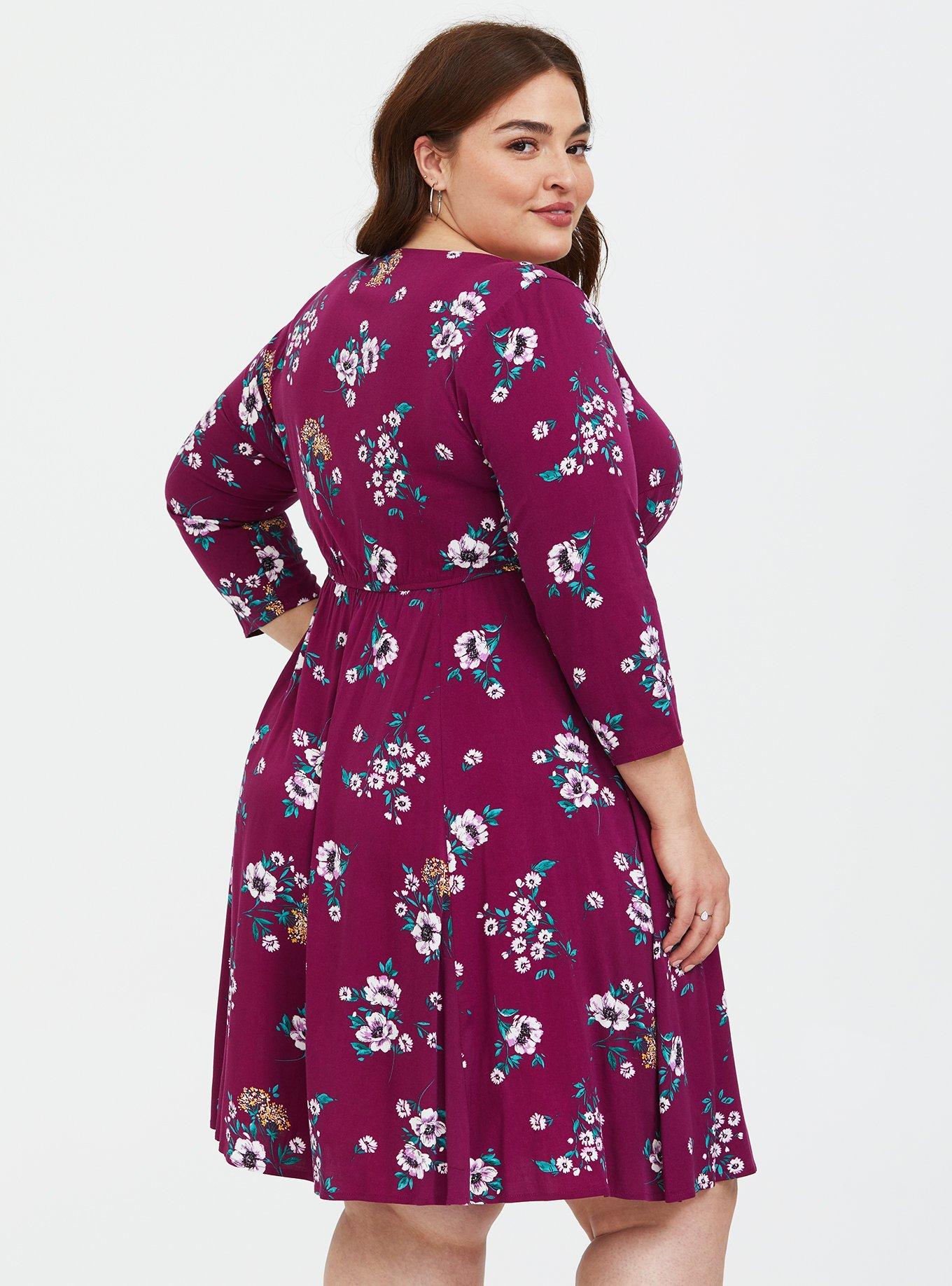 Purple Floral Challis Skater Dress, FLORAL BUSHEL, alternate