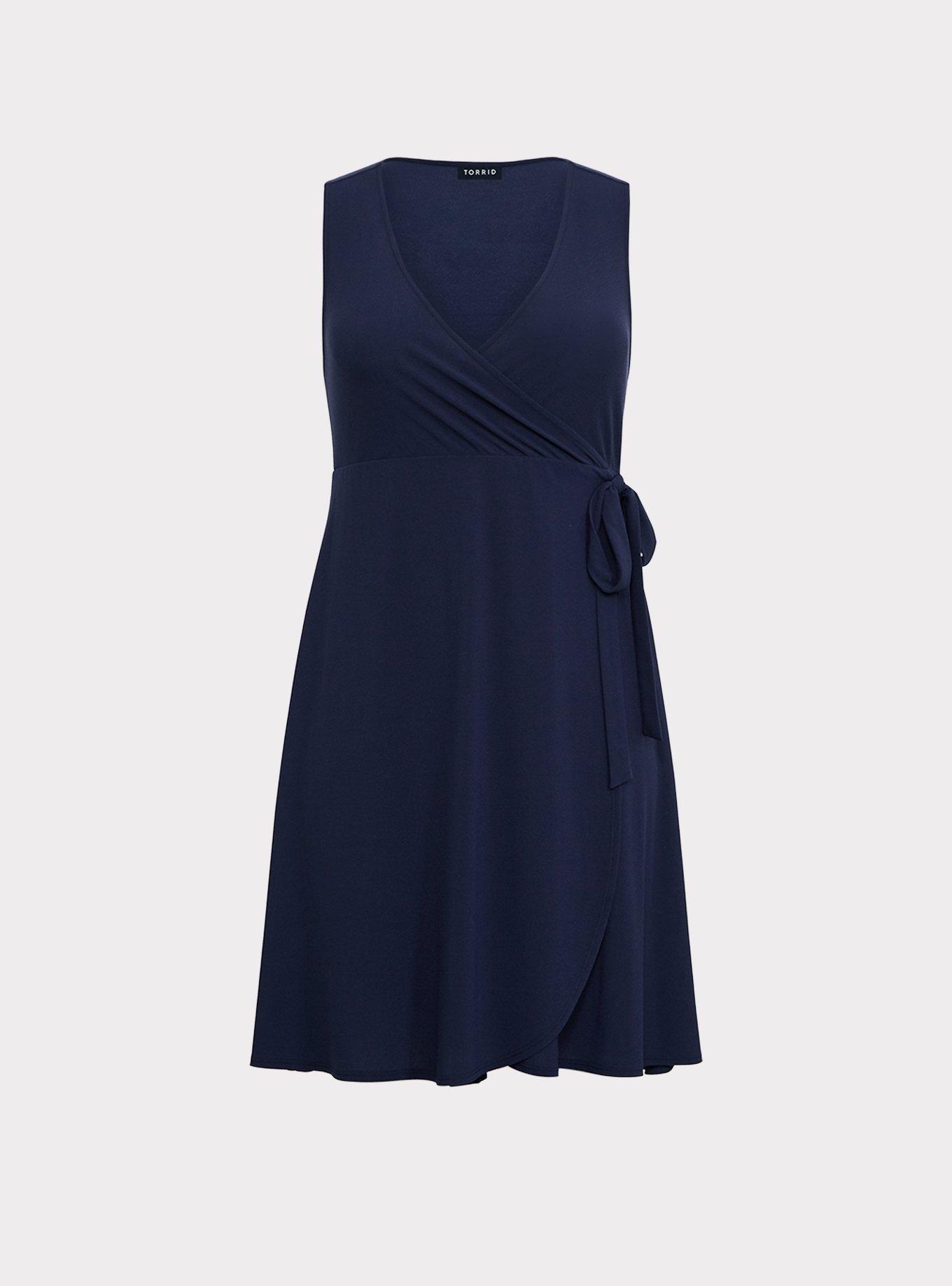 Plus Size - Mini Stretch Crepe Wrap Dress - Torrid