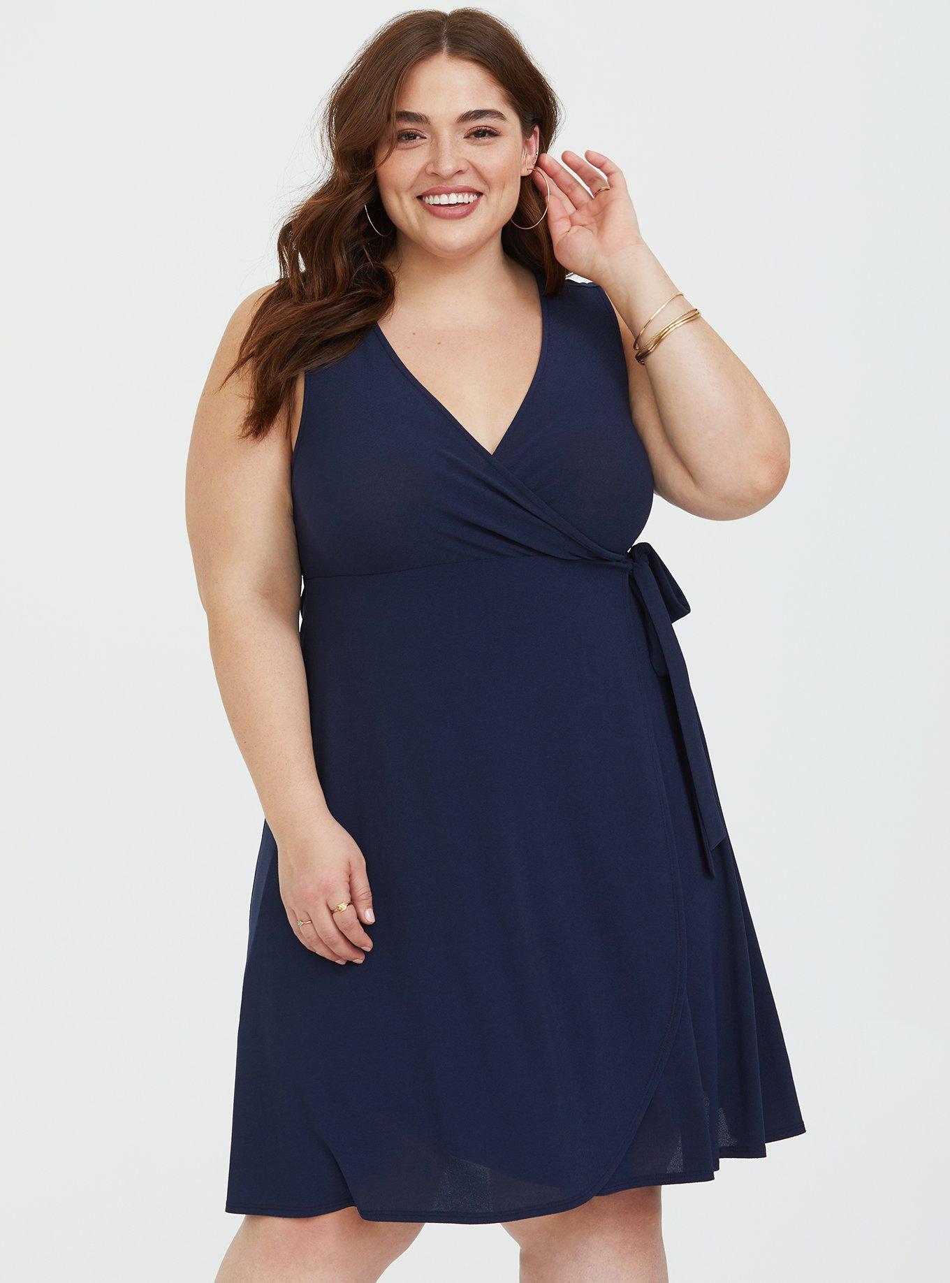 Plus Size - Mini Stretch Crepe Wrap Dress - Torrid