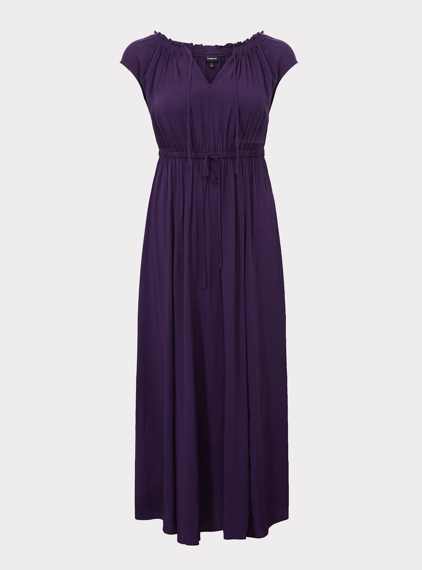 Plus Size - Purple Challis Slit Maxi Dress - Torrid