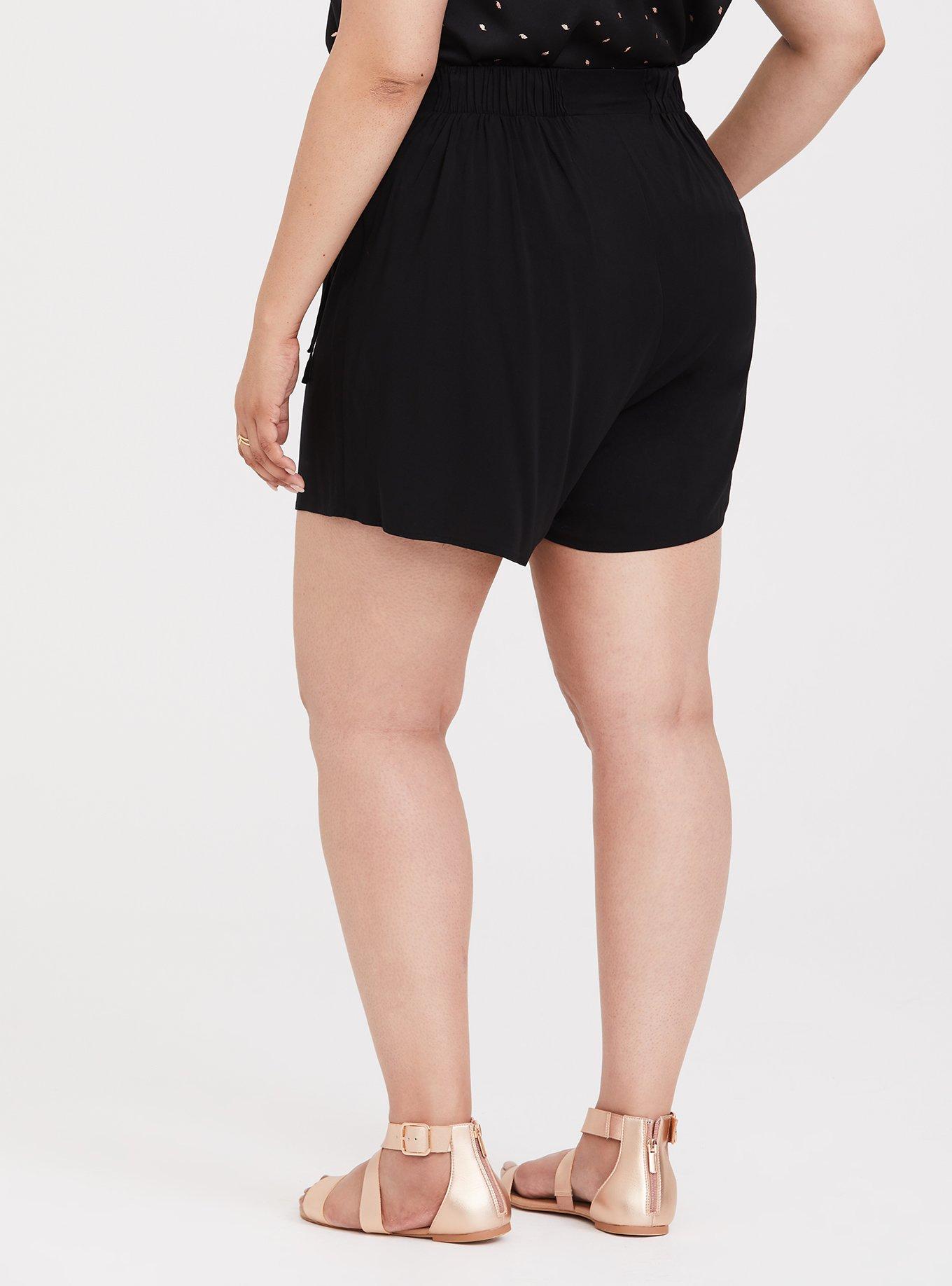 Plus Size Mini Challis Skort, DEEP BLACK, alternate