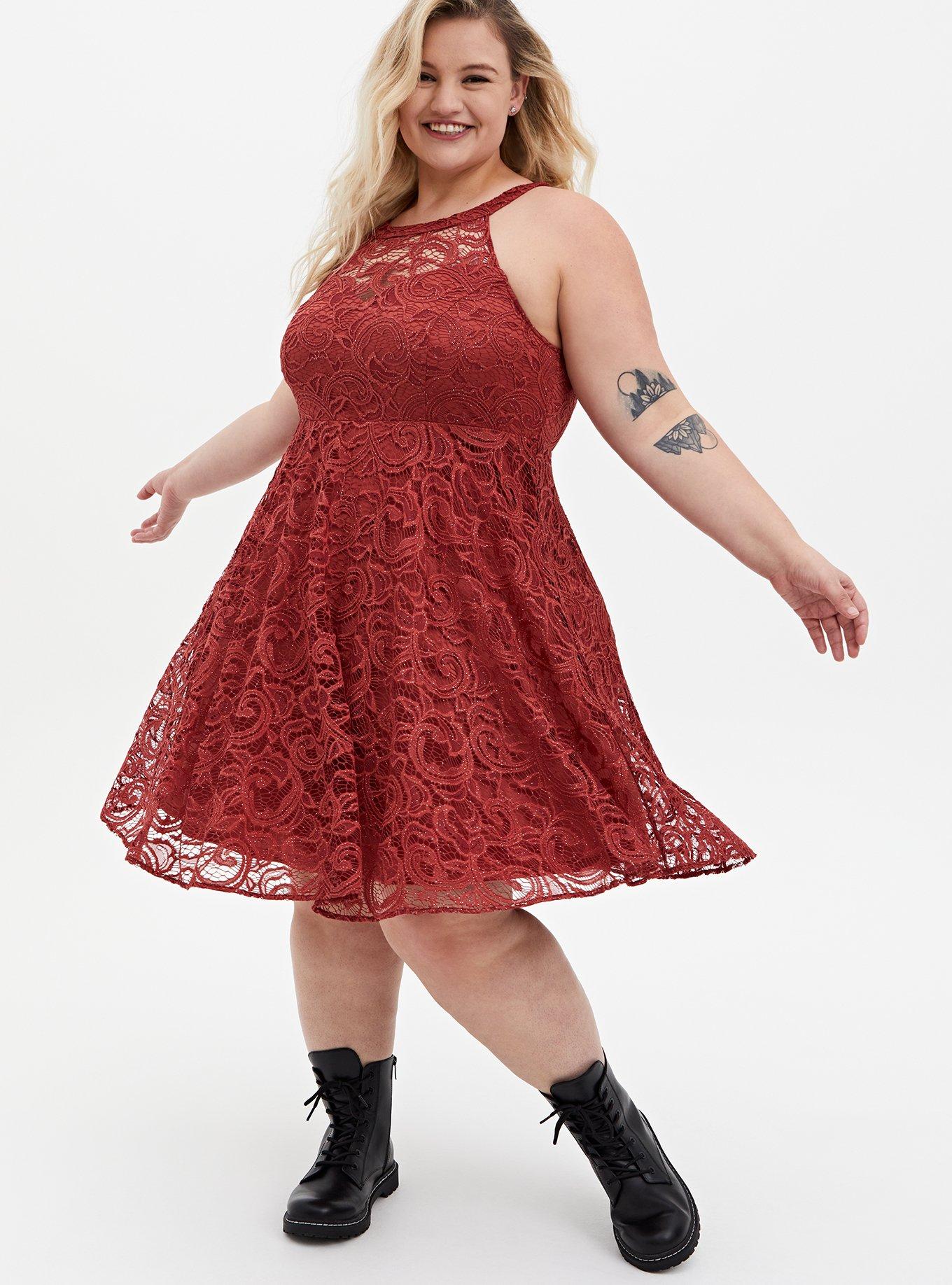 Plus Size - Mini Lace Skater Dress - Torrid