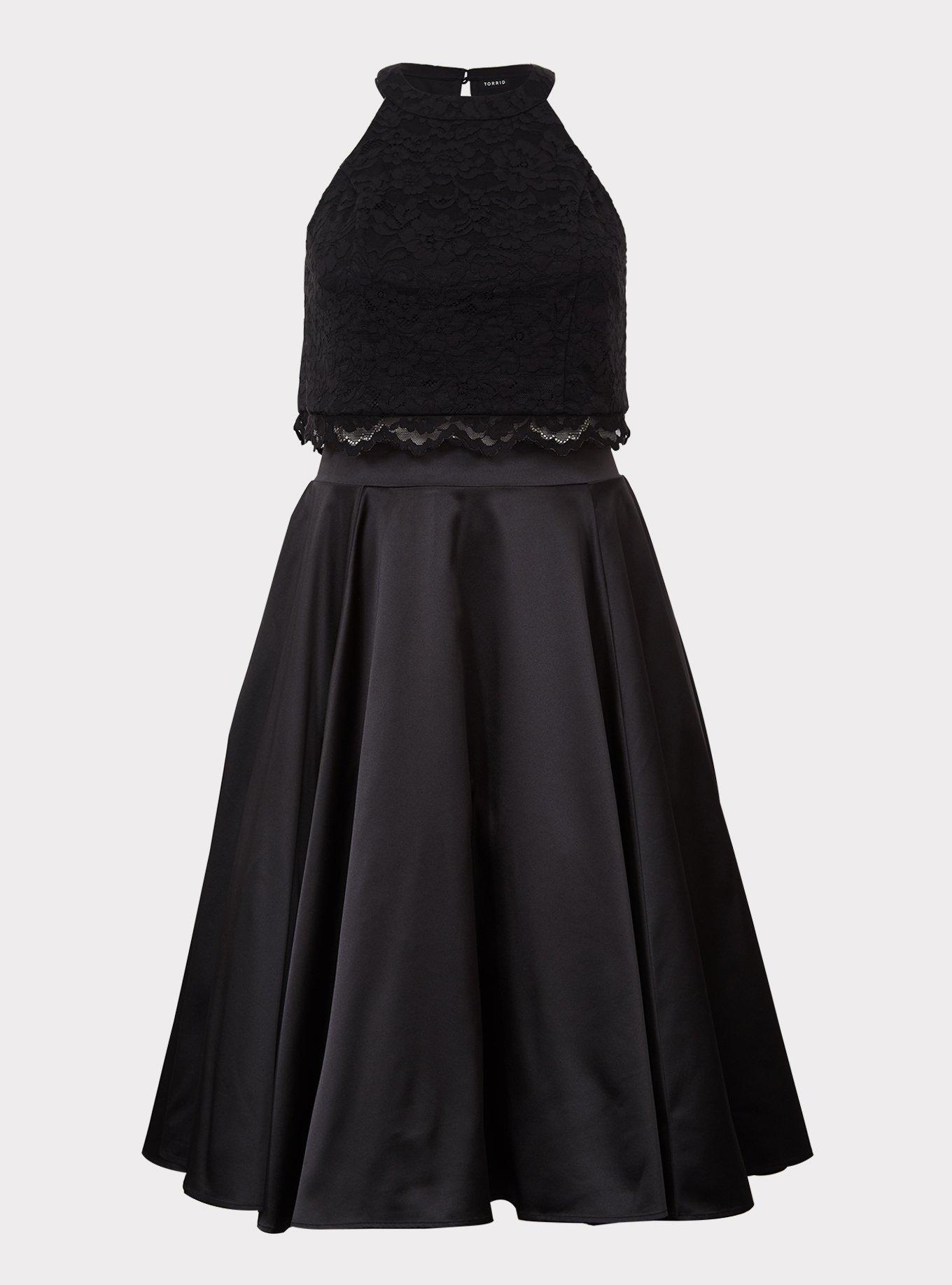 Plus Size - Special Occasion Black Lace & Satin Skirt 2-Piece Set